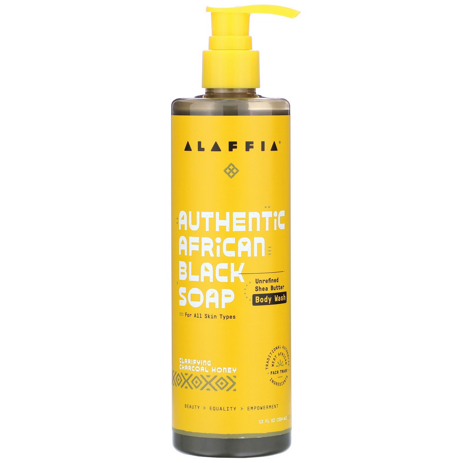 Comprar Alaffia, Authentic African Black Soap Body Wash, Charcoal Honey, 12 fl oz (354 ml)