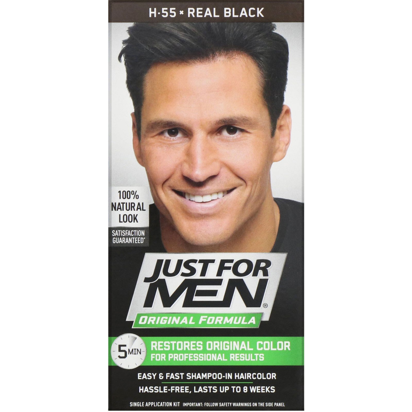 Comprar Just for Men, Tintura para cabelo masculino Fórmula original, Real Black H-55, Kit com uma aplicação