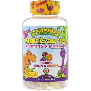 Comprar KAL, Dinosaurs, MultiSaurus, Vitamins & Minerals, Berry, Grape & Orange, 90 Chewables