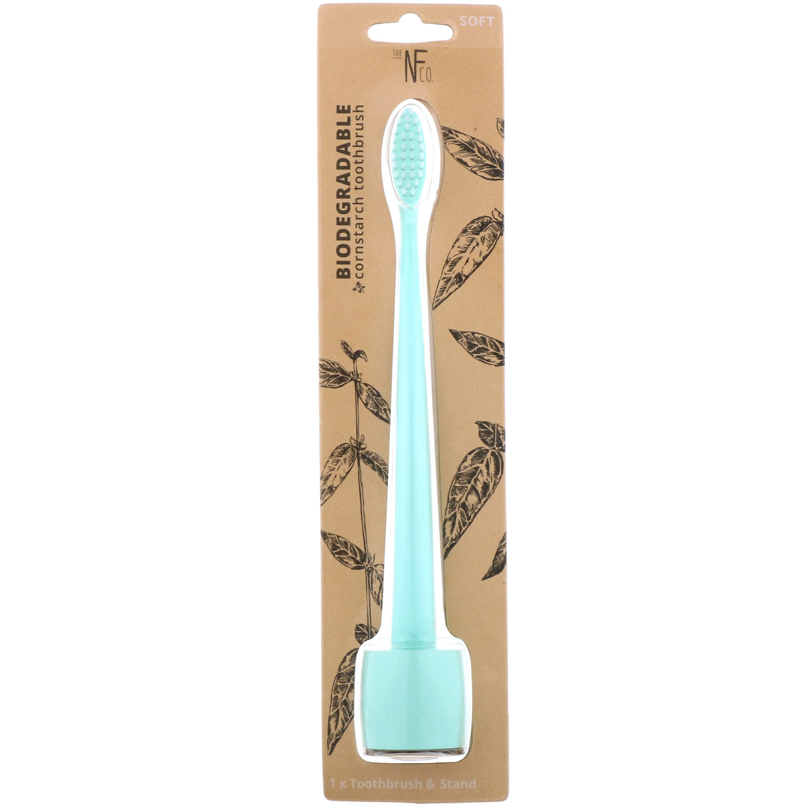 Comprar The Natural Family Co., Biodegradable Cornstarch Toothbrush, Rivermint, Soft, 1 Toothbrush & Stand
