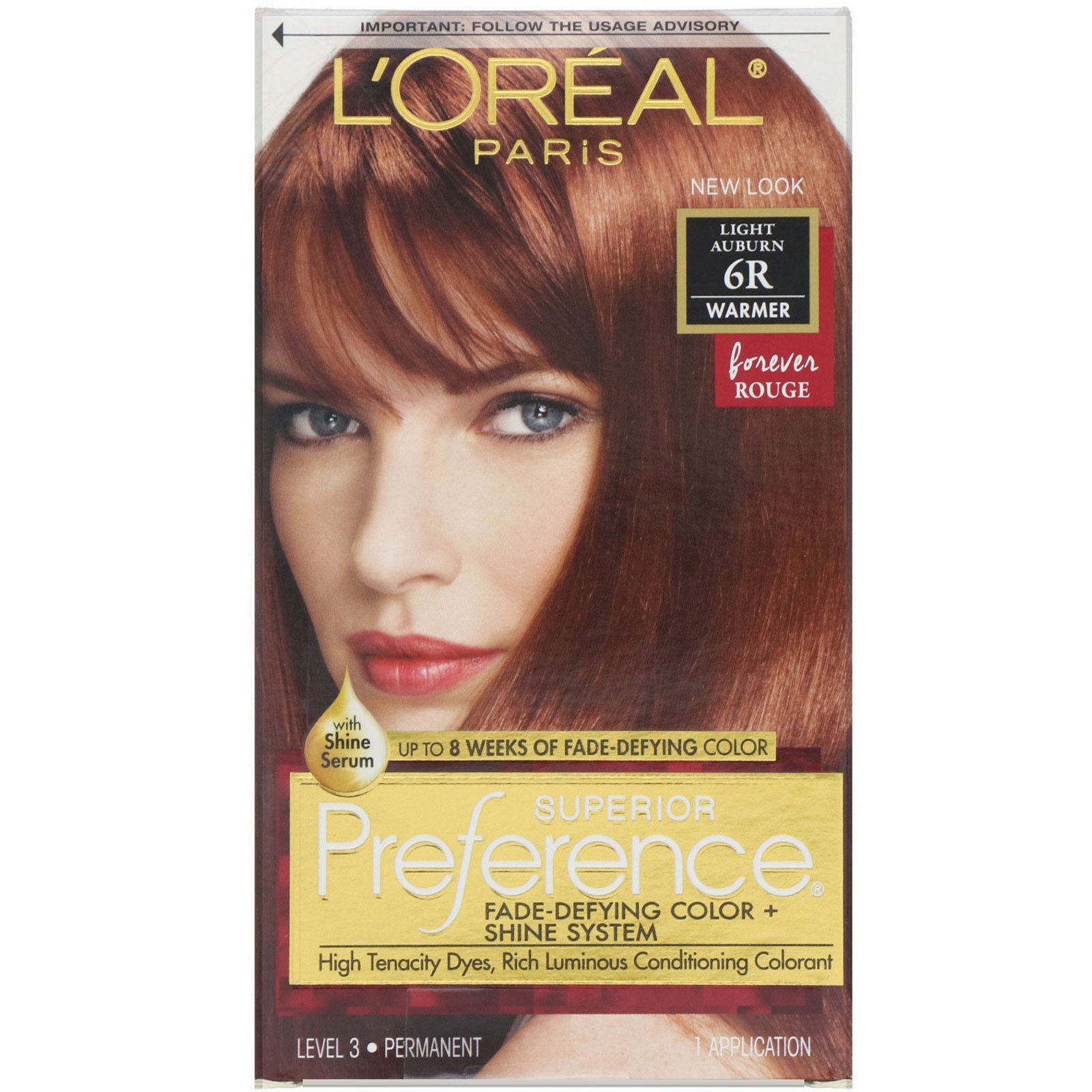 Comprar L'Oreal, Superior Preference, Sistema Fade-Defying Color + Shine, Warmer, Light Auburn 6R, 1 Aplicação
