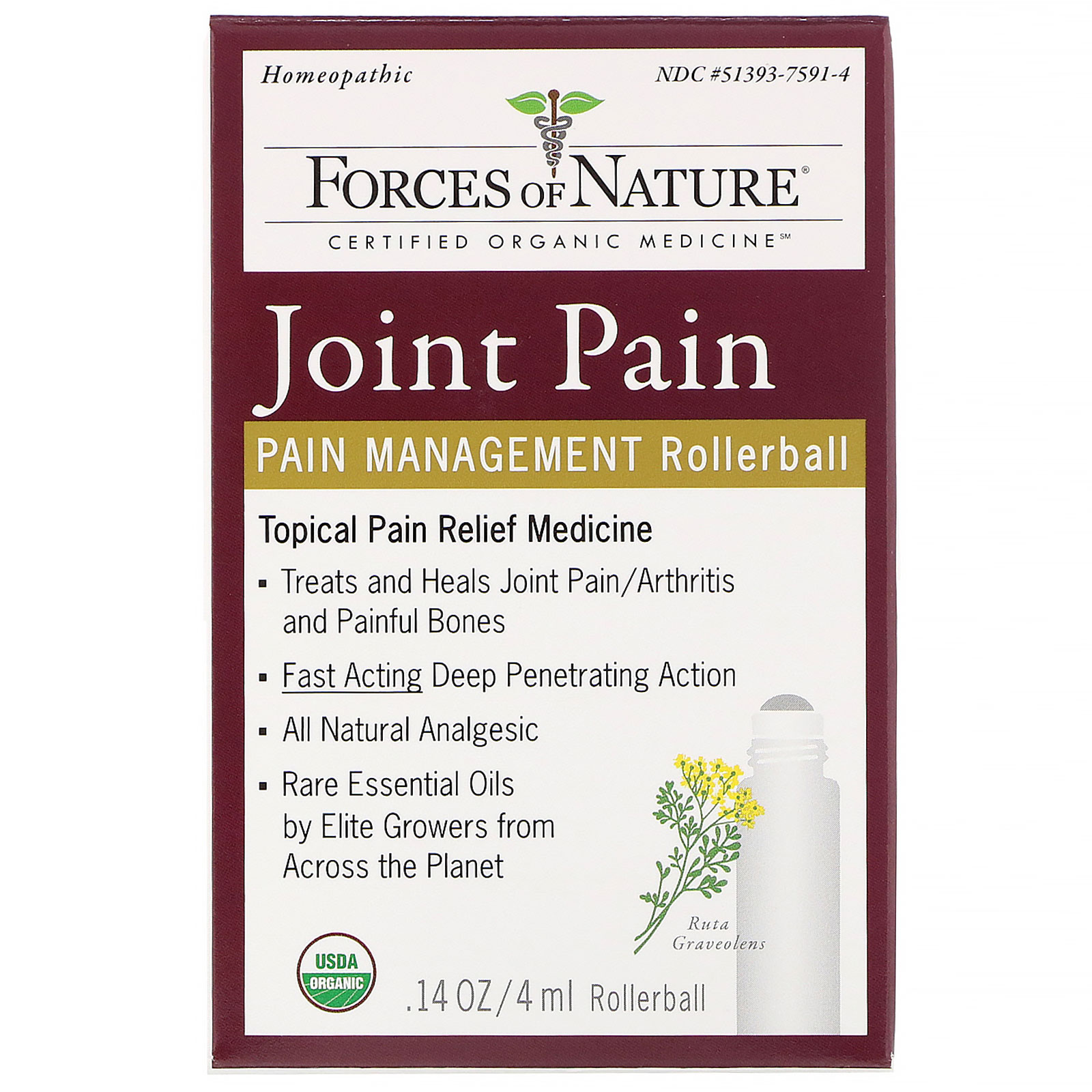 Comprar Forces of Nature, Dor Articular, Roll-on para Controle da Dor, 4 ml (0,14 oz)