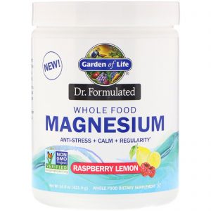 Comprar Garden of Life, Dr. Formulated, Magnésio de Alimento Integral em Pó, Framboesa e Limão, 421,5 g