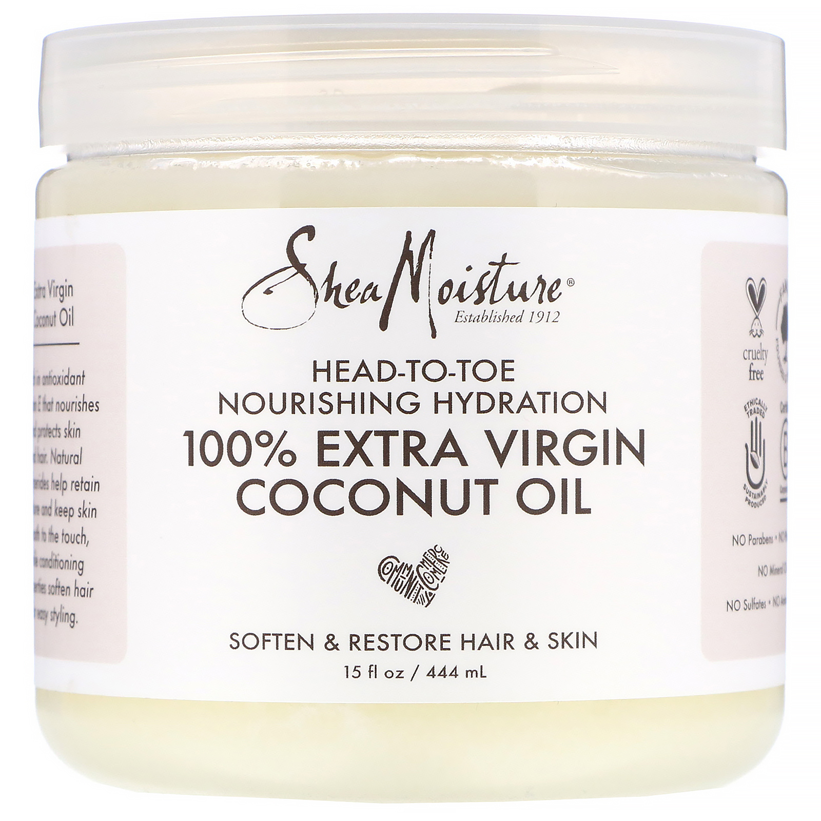 Comprar SheaMoisture, Head-To-Toe Nourishing Hydration, 100% Extra Virgin Coconut Oil, 15 fl oz (444 ml)