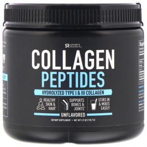 Comprar Sports Research, Peptídeos de Colágeno, Sem Sabor, 110,7 g (3,9 oz)