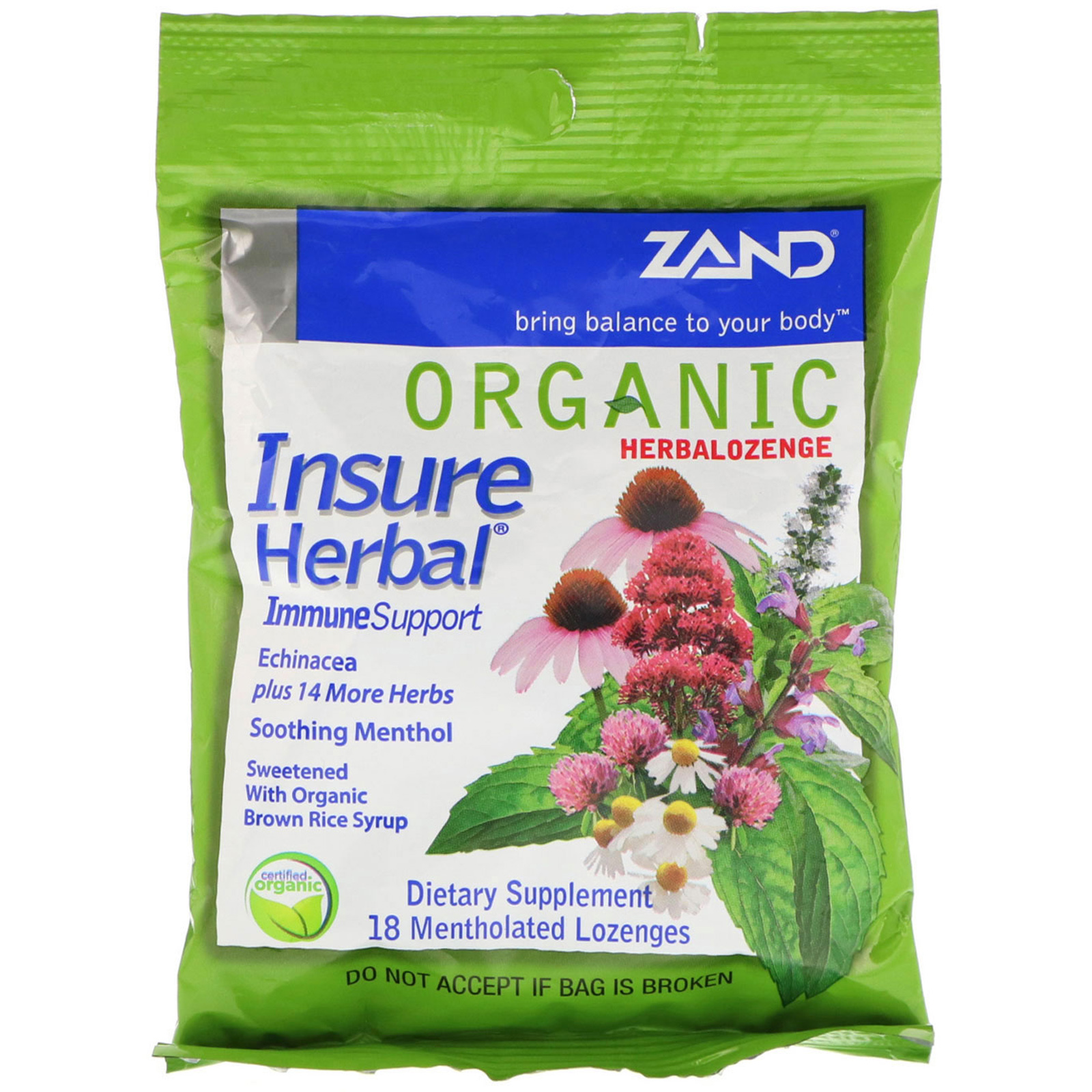 Comprar Zand, Organic HerbaLozenge, Insure Herbal, 18 Mentholated Lozenges