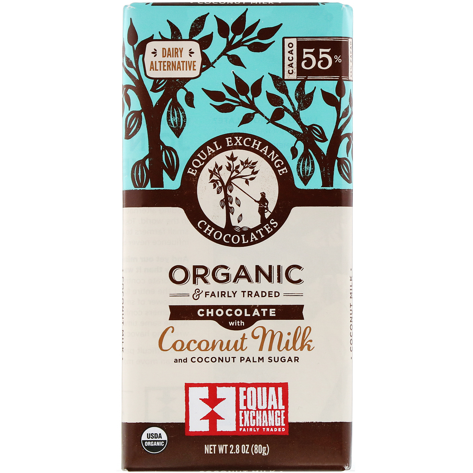 Comprar Equal Exchange, Organic Chocolate, Coconut Milk and Coconut Palm Sugar, 55% Cacao, 2.8 oz (80 g)