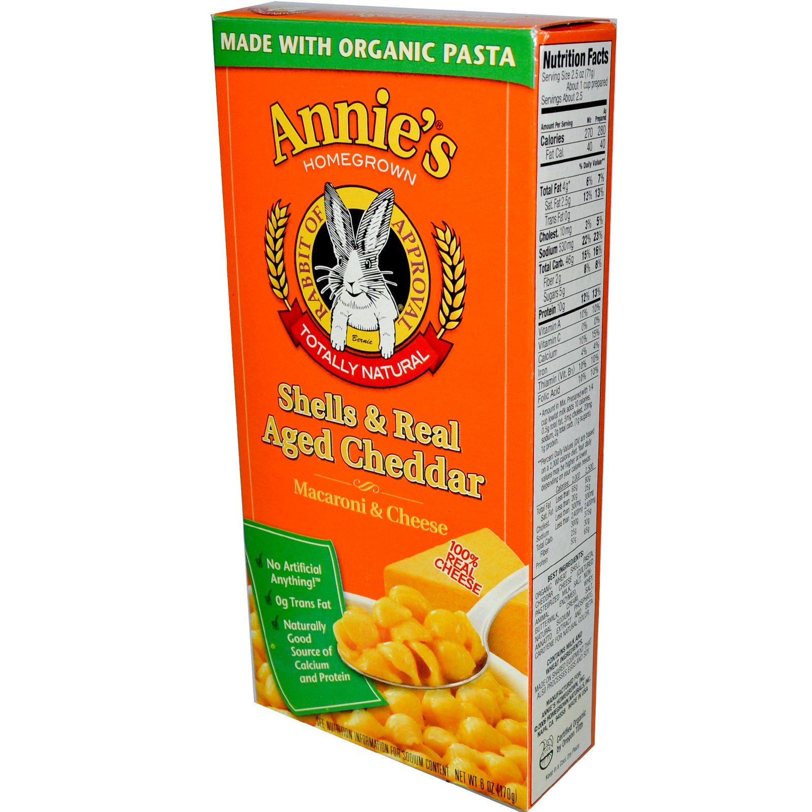 Comprar Annie's Homegrown, Conchas & Cheddar Real Envelhecido, Macarrão & Queijo, 6 oz (170 g) - Imagem 2