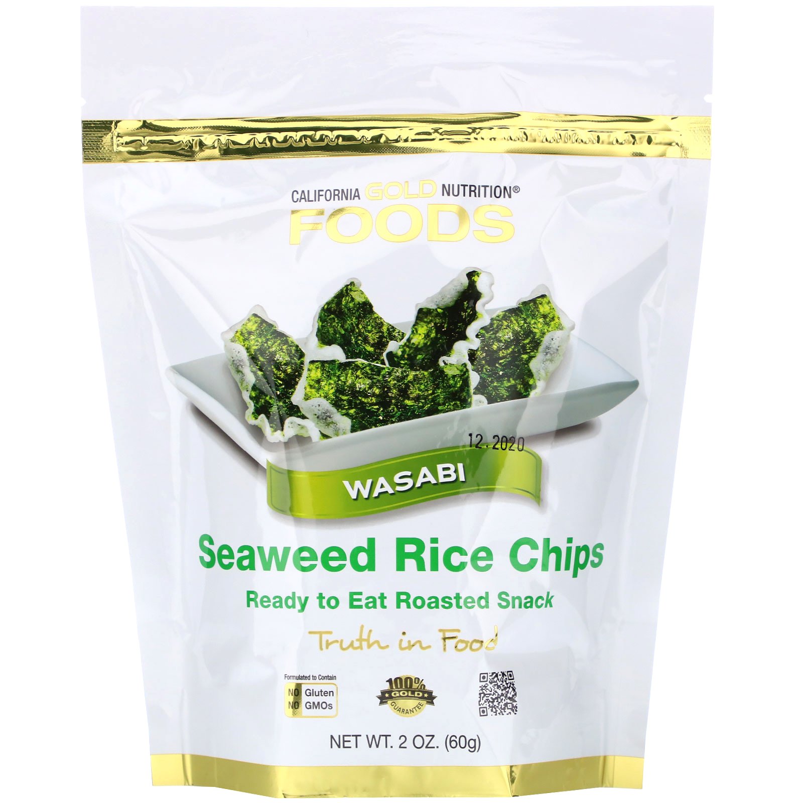 Comprar California Gold Nutrition, Seaweed Rice Chips, Wasabi, 2 oz (60 g)