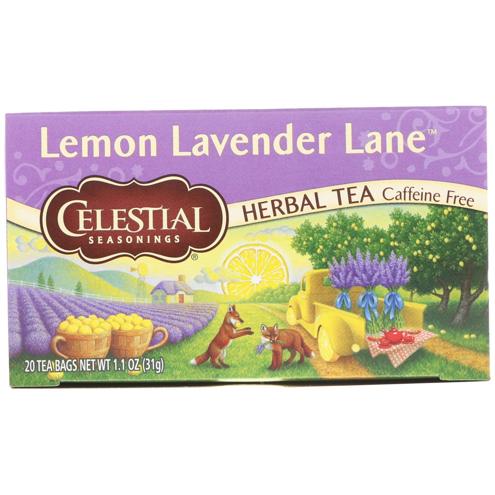 Comprar Celestial Seasonings, Chá Herbáceo, Vereda de Limão e Lavanda, Sem Cafeína, 20 Saquinhos de Chá, 1,1 oz (31 g)