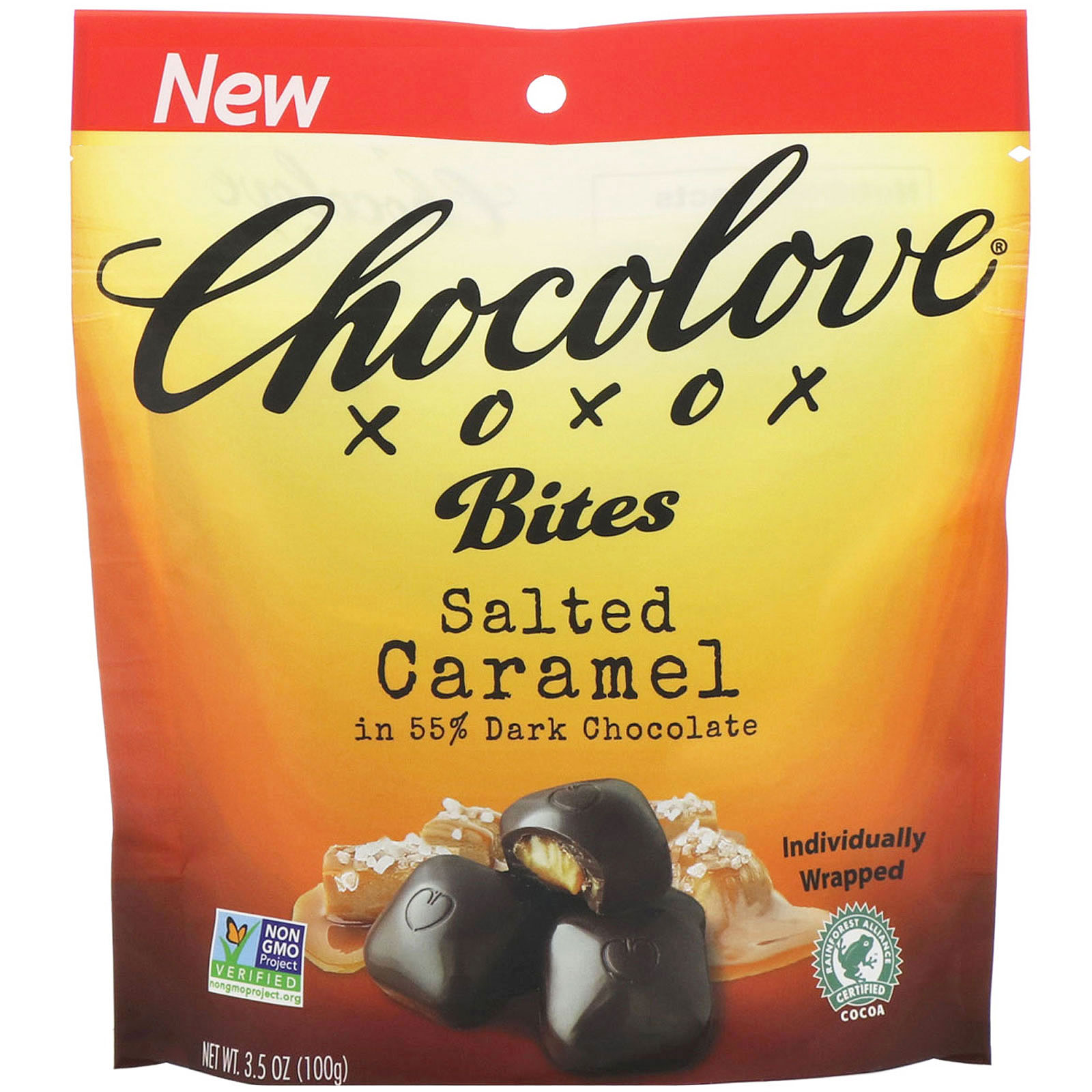 Comprar Chocolove, Bites, Salted Caramel in 55% Dark Chocolate, 3.5 oz (100 g)