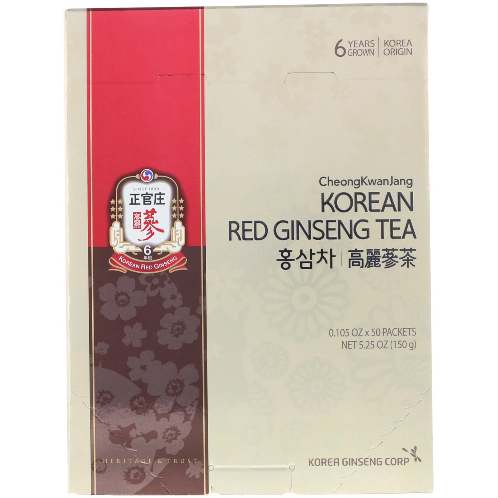 Comprar Cheong Kwan Jang, Chá de Ginseng Vermelho Coreano, 50 pacotes, 0,105 onças (3 g) cada