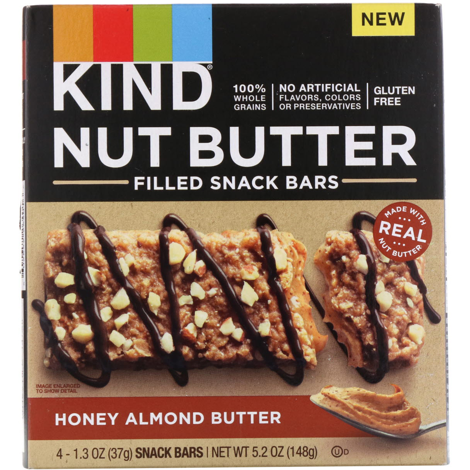 Comprar KIND Bars, Barras de petisco recheadas com manteiga de nozes, Manteiga de amêndoa de mel, 4 barras, 37 g (1,3 onças) cada