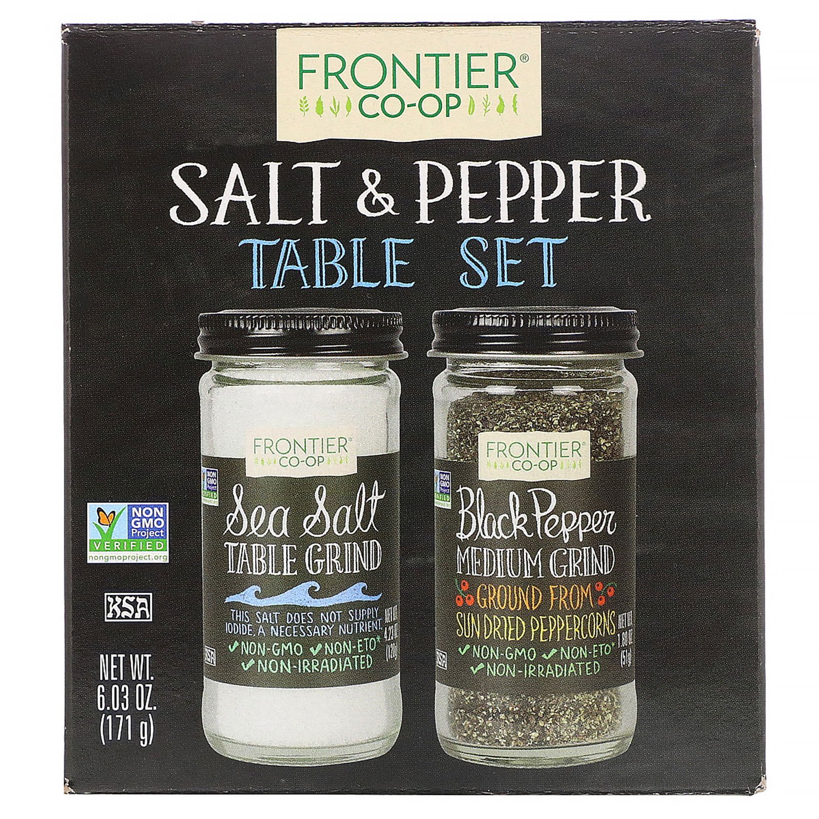 Comprar Frontier Natural Products, Conjunto de Mesa Sal e Pimenta, 6,03 oz (171 g)