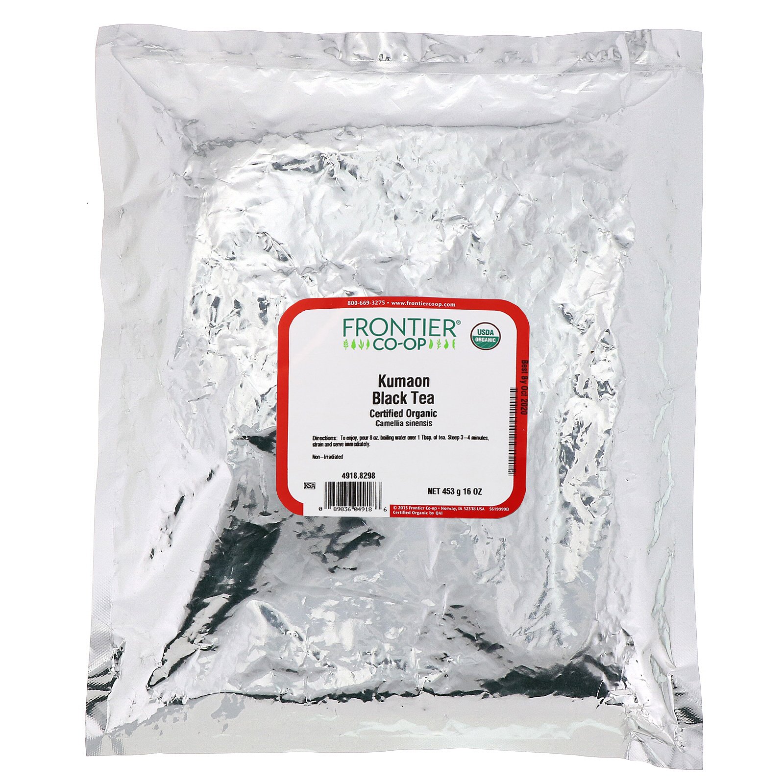 Comprar Frontier Natural Products, Chá Preto Orgânico Certificado de Kumaon, 16 oz (453 g)