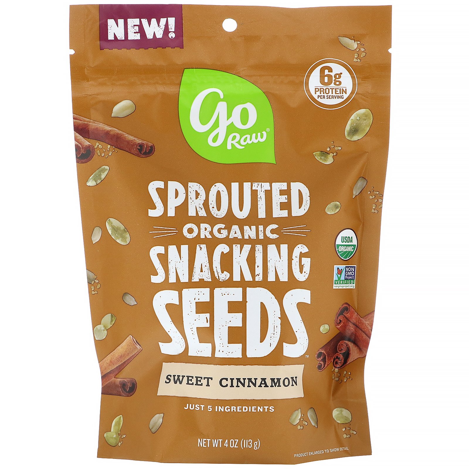 Comprar Go Raw, Orgânico, Lanche de Sementes Germinadas, Canela Doce, 113 g (4 oz)
