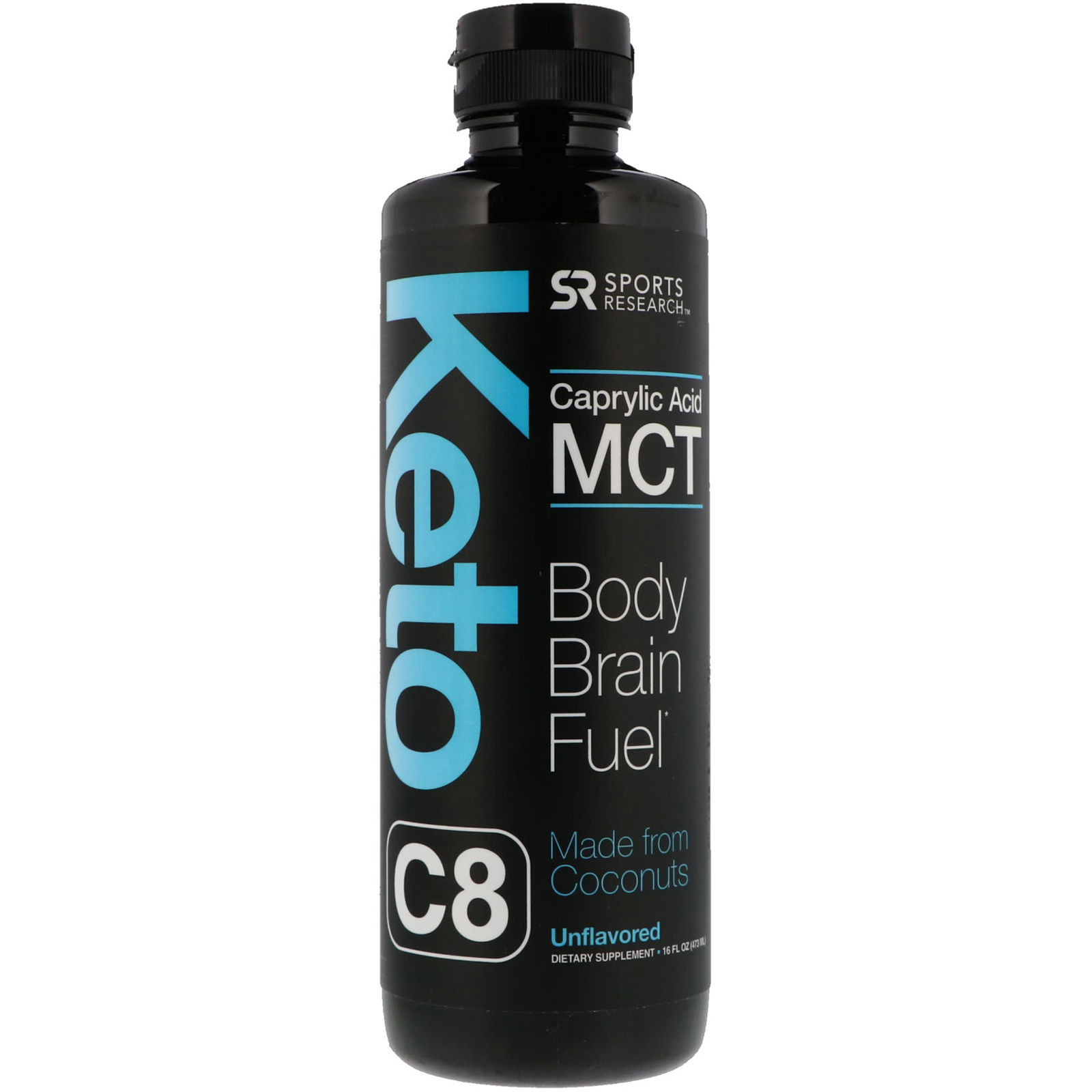 Comprar Sports Research, Keto C8, TCM de Ácido Caprílico, Sem Sabor, 473 ml (16 fl oz)