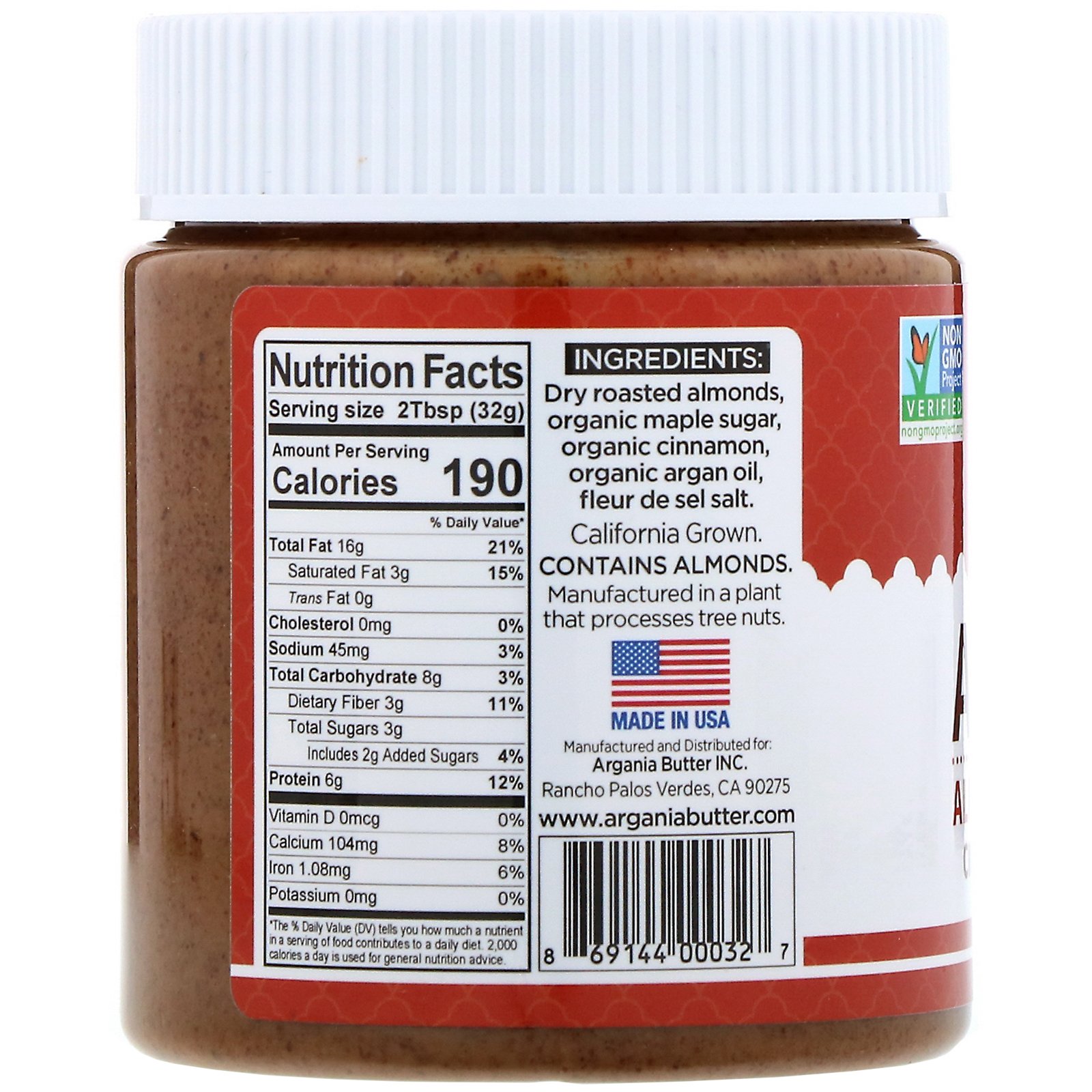 Comprar Argania Butter, Manteiga de Amêndoas com Argão, Bordo de Canela, 10 oz (284 g) - Imagem 2