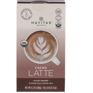 Comprar Navitas Organics, Latte Superfood Drink Mix, Cacao, 10 Packets, 0.31 oz (9 g) Each