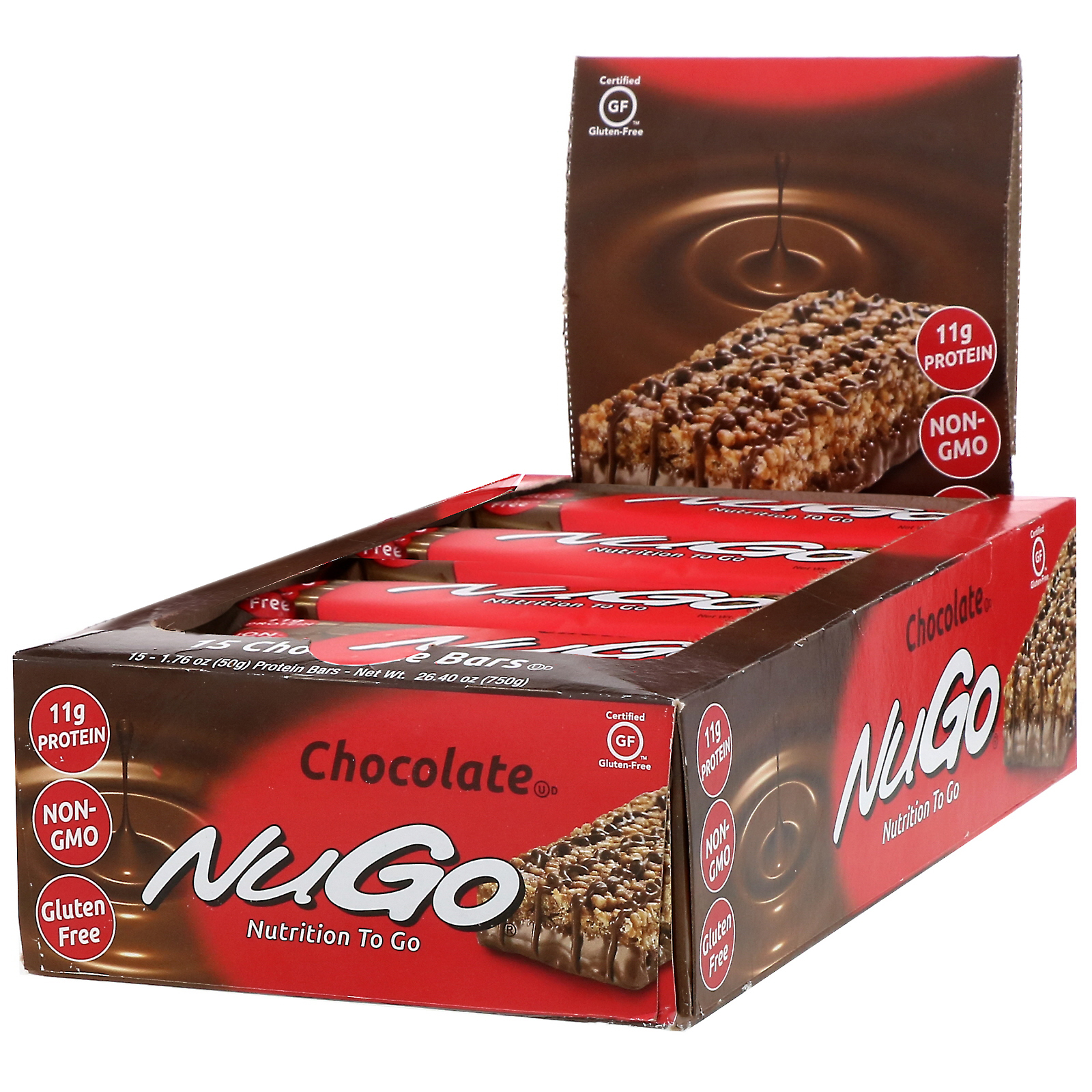 Comprar NuGo Nutrition, Nutrition To Go, Chocolate, 15 Barras, 1,76 oz (50 g) Cada