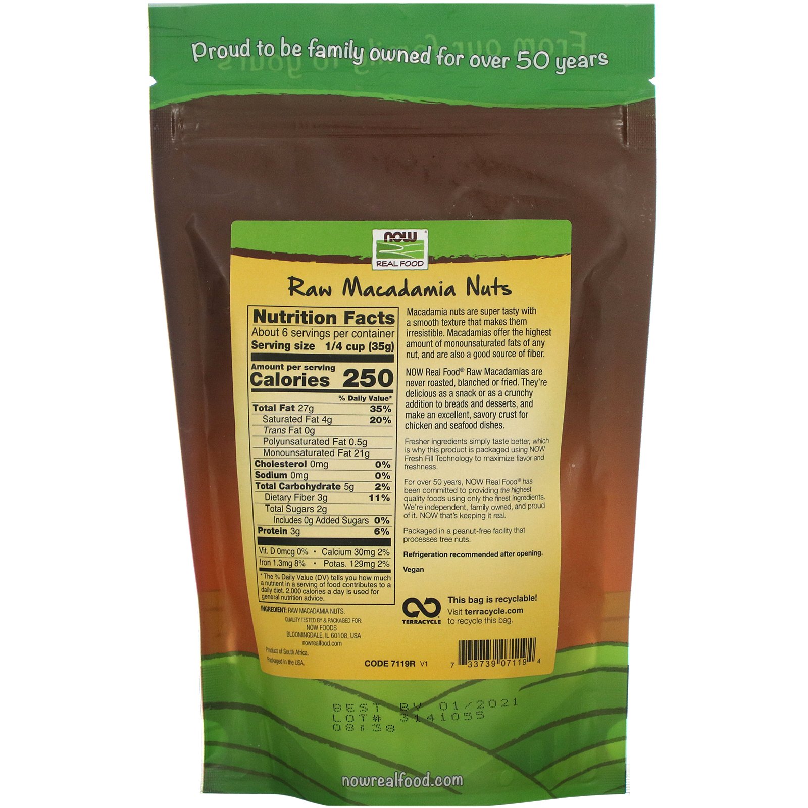 Comprar Now Foods, Real Food, Raw Macadamia Nuts, Unsalted, 8 oz (227 g) - Imagem 2