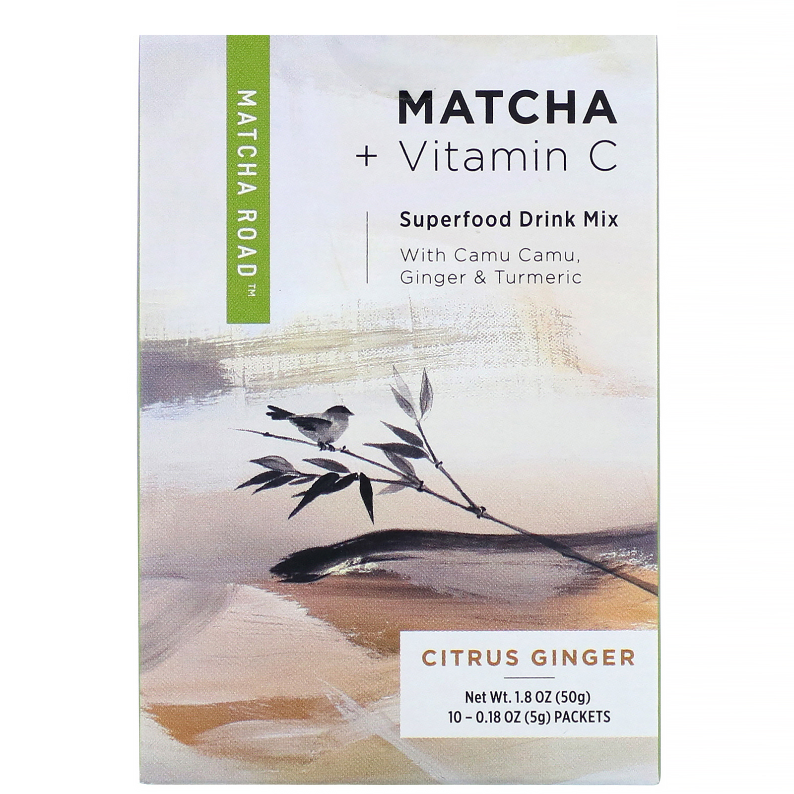 Comprar Matcha Road, Matcha + Vitamina C, Mistura de Superalimentos para Bebidas, Cítricos com Gengibre, 10 Envelopes, 5 g (0,18 oz) Cada