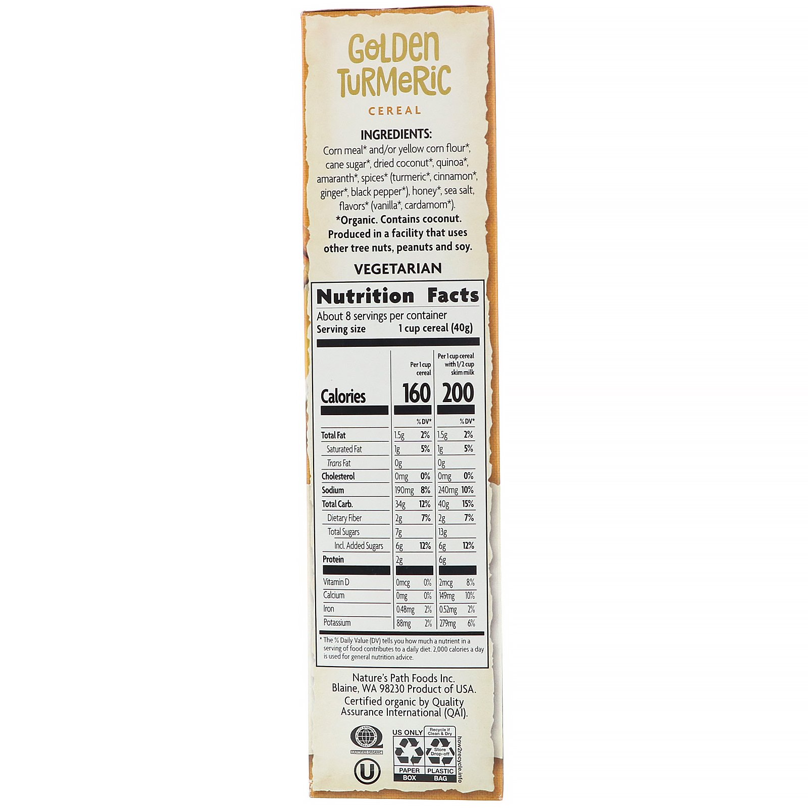 Comprar Nature's Path, Cereal Cúrcuma Dourada, 300 g (10,6 oz) - Imagem 2