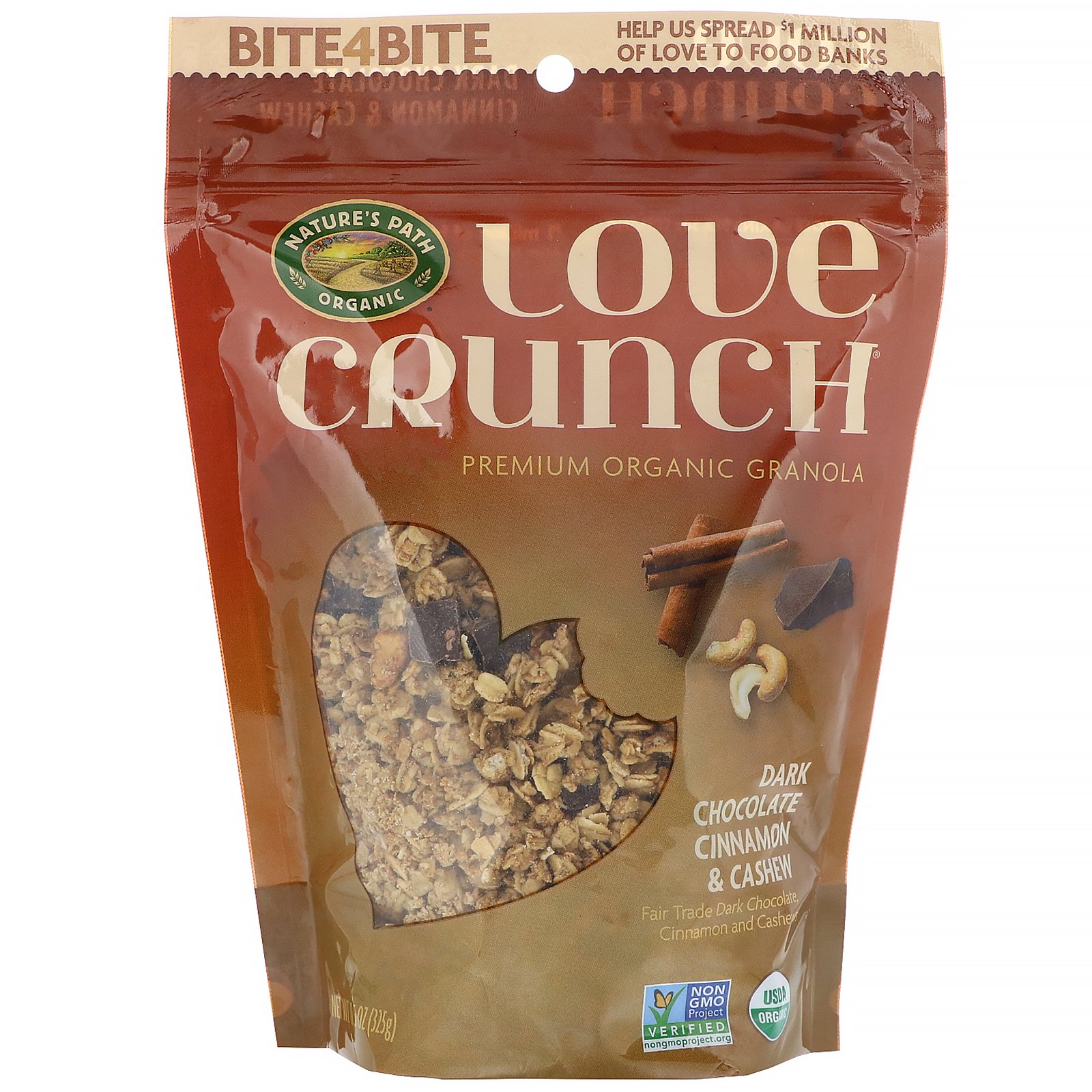 Comprar Nature's Path, Love Crunch, Chocolate Escuro com Canela e Castanha de Caju, 325 g (11,5 oz)