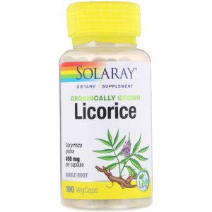 Comprar Solaray, Alcaçuz Cultivado Organicamente, 450 mg, 100 Cápsulas Vegetais