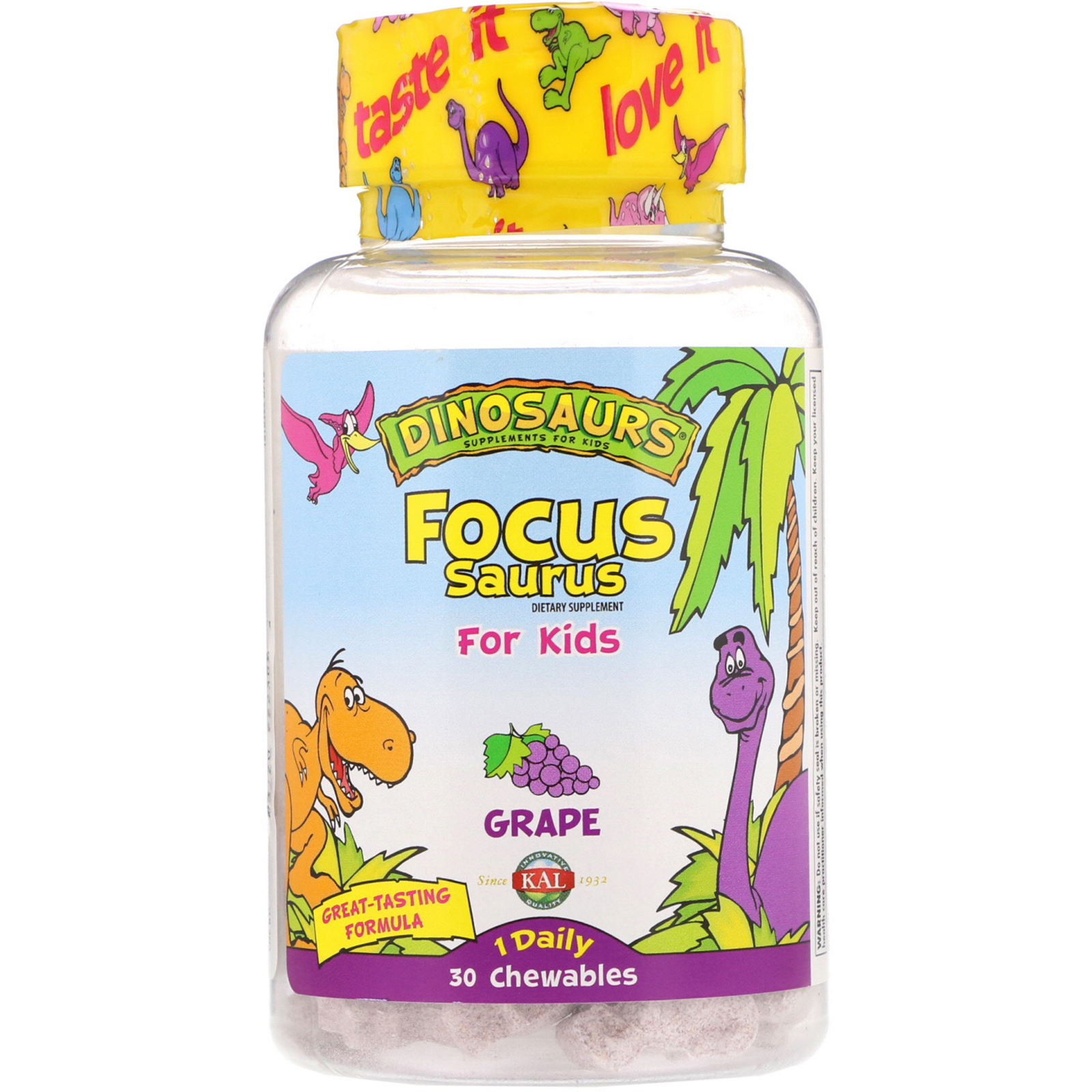 Comprar KAL, Focus Saurus for Kids, Grape, 30 Chewables