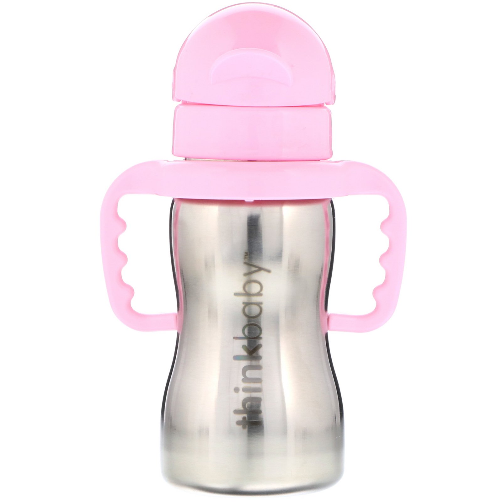 Comprar Think, Thinkbaby, Corpo de Aço, Rosa, 1 Mamadeira com Canudo, 9 oz (260 ml)