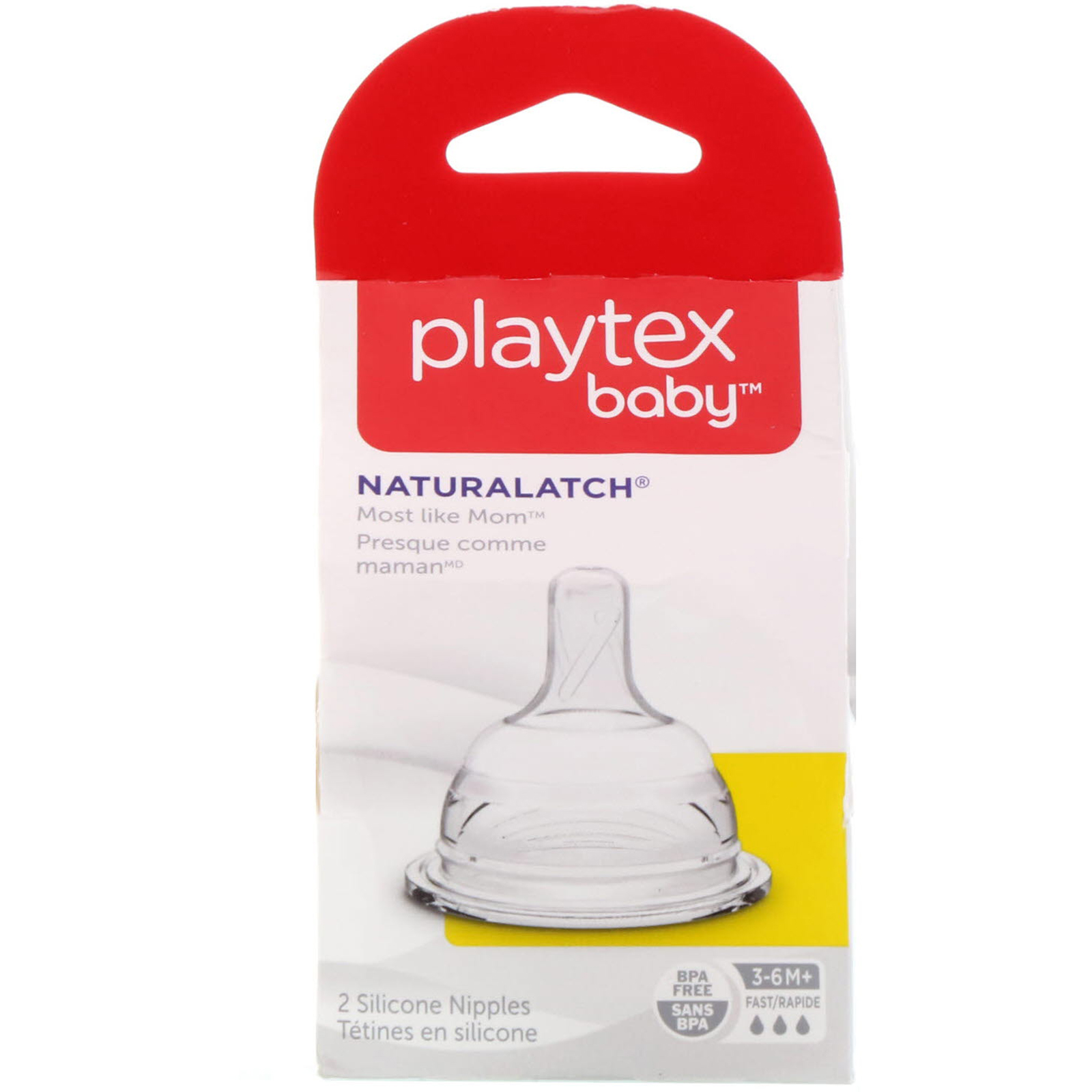 Comprar Playtex Baby, NaturaLatch, Entre 3 e Maiores de 6 Meses, 2 Bicos de Silicone de Fluxo Rápido - Imagem 2