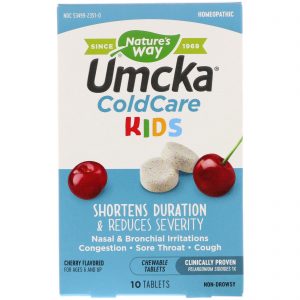 Comprar Nature's Way, Umcka, ColdCare Kids, For Ages 6 and Up, Cherry Flavored, 10 Chewable Tablets