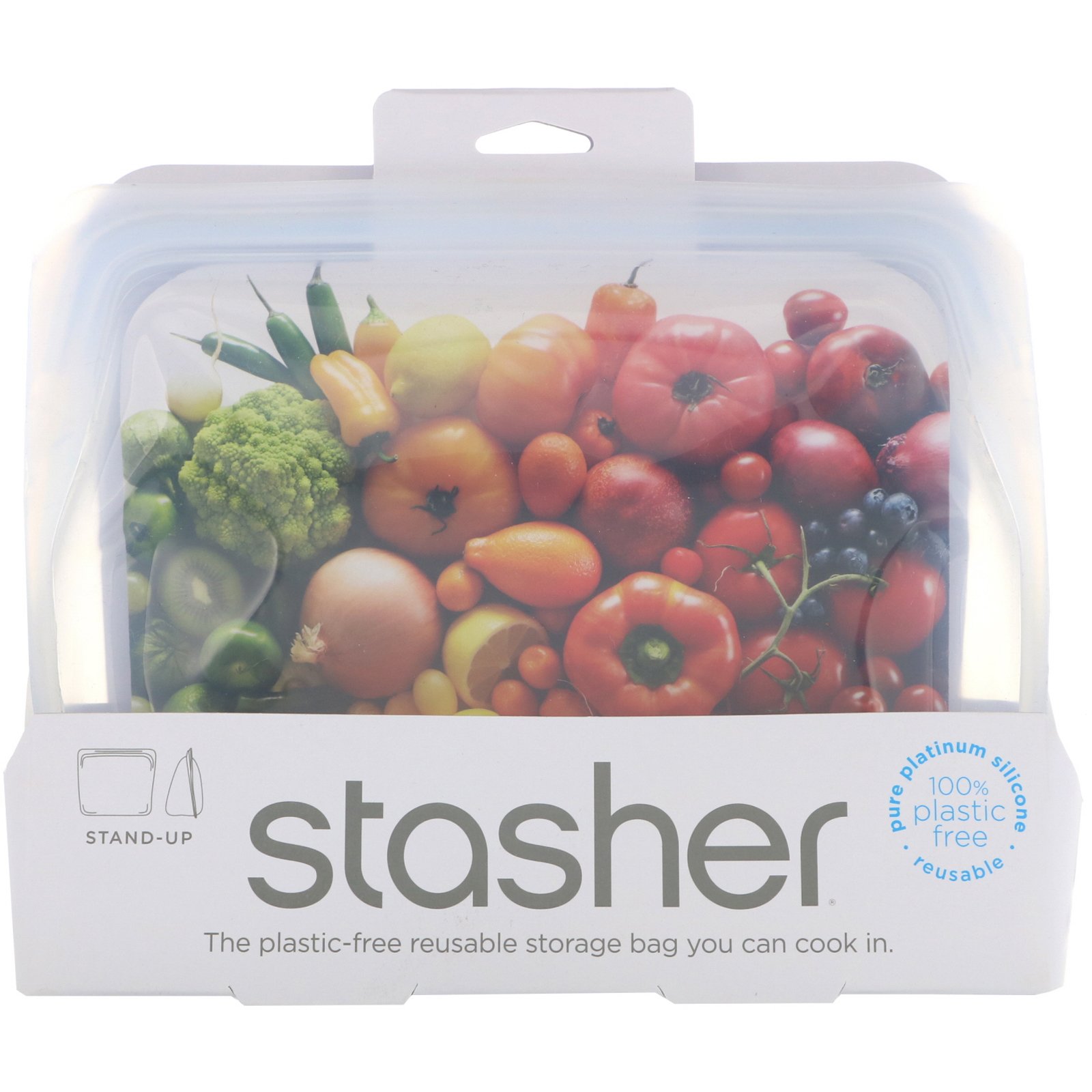 Comprar Stasher, Reusable Silicone Food Bag, Stand Up Bag, Clear, 56 fl. oz. (128 g)