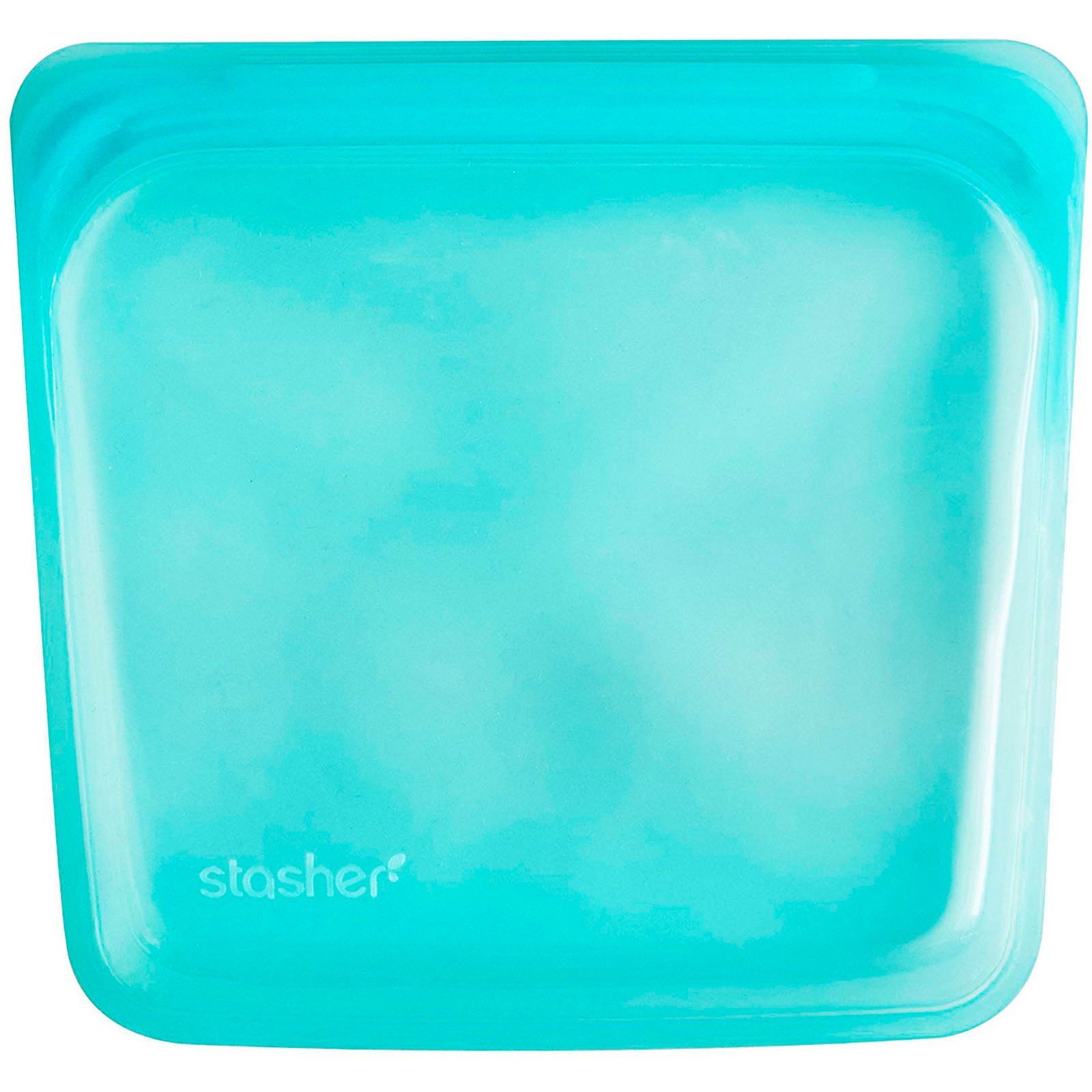 Comprar Stasher, Embalagem Reutilizável de Silicone para Alimentos, Tamanho de Sanduíche Médio, Aqua, 15 fl oz (450 ml) - Imagem 3