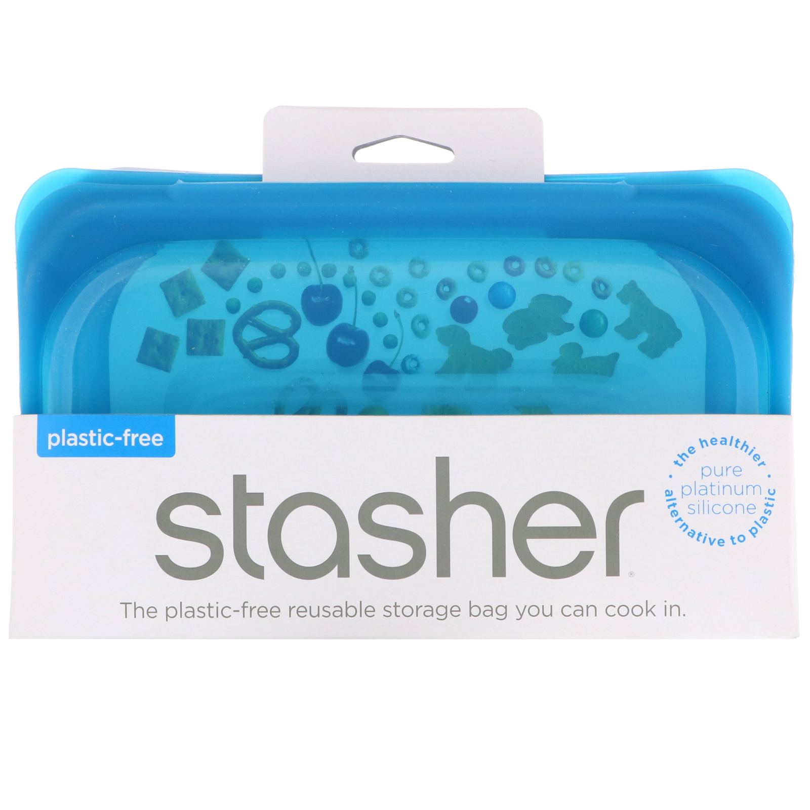 Comprar Stasher, Embalagem Reutilizável de Silicone para Alimentos, Tamanho Lanche Pequeno, Azul, 293,5 ml (9,9 fl oz)