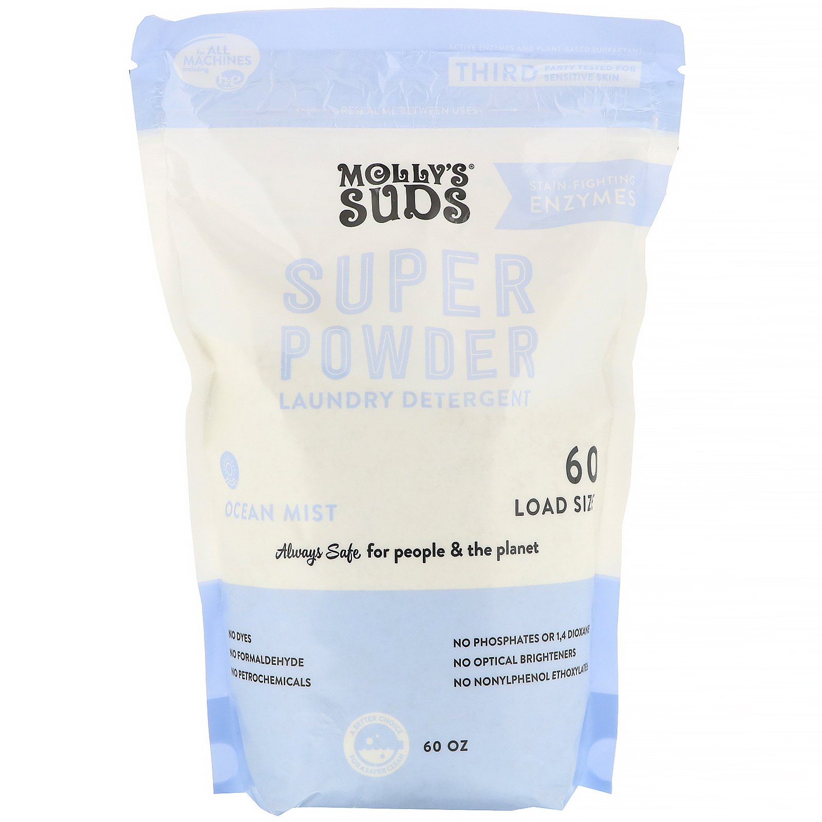 Comprar Molly's Suds, Super Pó, Detergente para Roupas, Névoa do Oceano, 60 Cargas, 60 oz