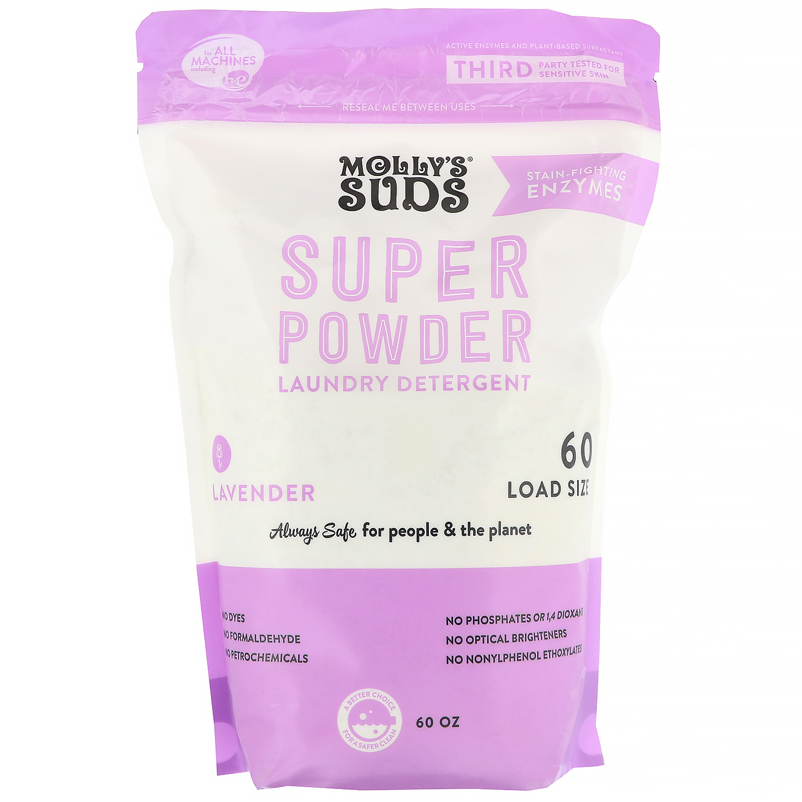 Comprar Molly's Suds, Super Pó, Detergente para Roupas, Lavanda, 60 Cargas, 60 oz