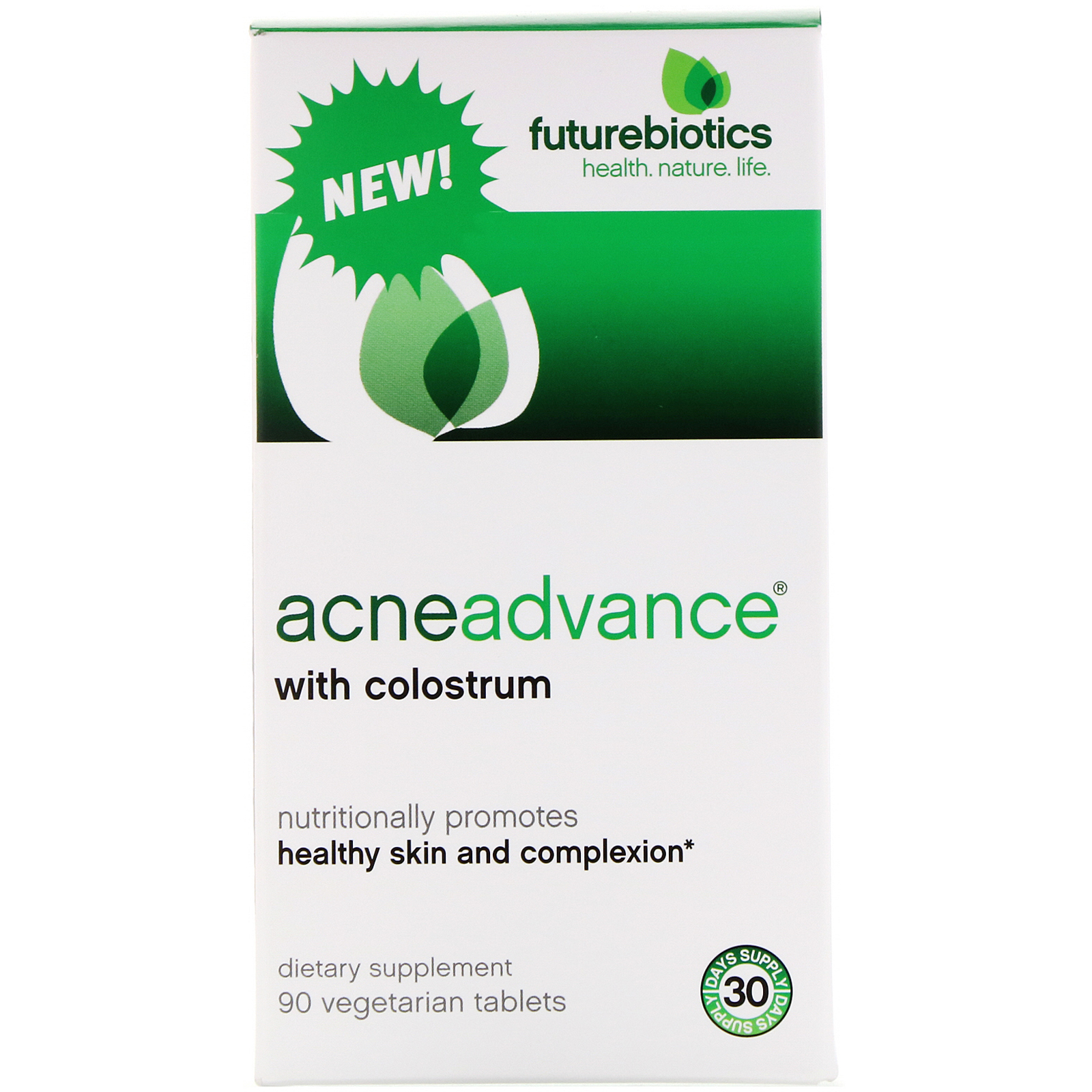 Comprar FutureBiotics, Acne Advance with Colostrum, 90 Comprimidos Vegetais