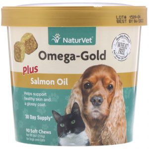Comprar NaturVet, Omega-Gold, Plus Salmon Oil, For Dogs & Cats, 90 Gomas Mastigáveis