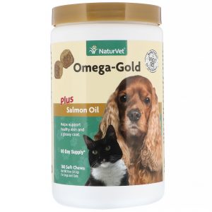 Comprar NaturVet, Óleo de Salmão Omega-Gold Plus, para Cães e Gatos, 180 Gomas Mastigáveis