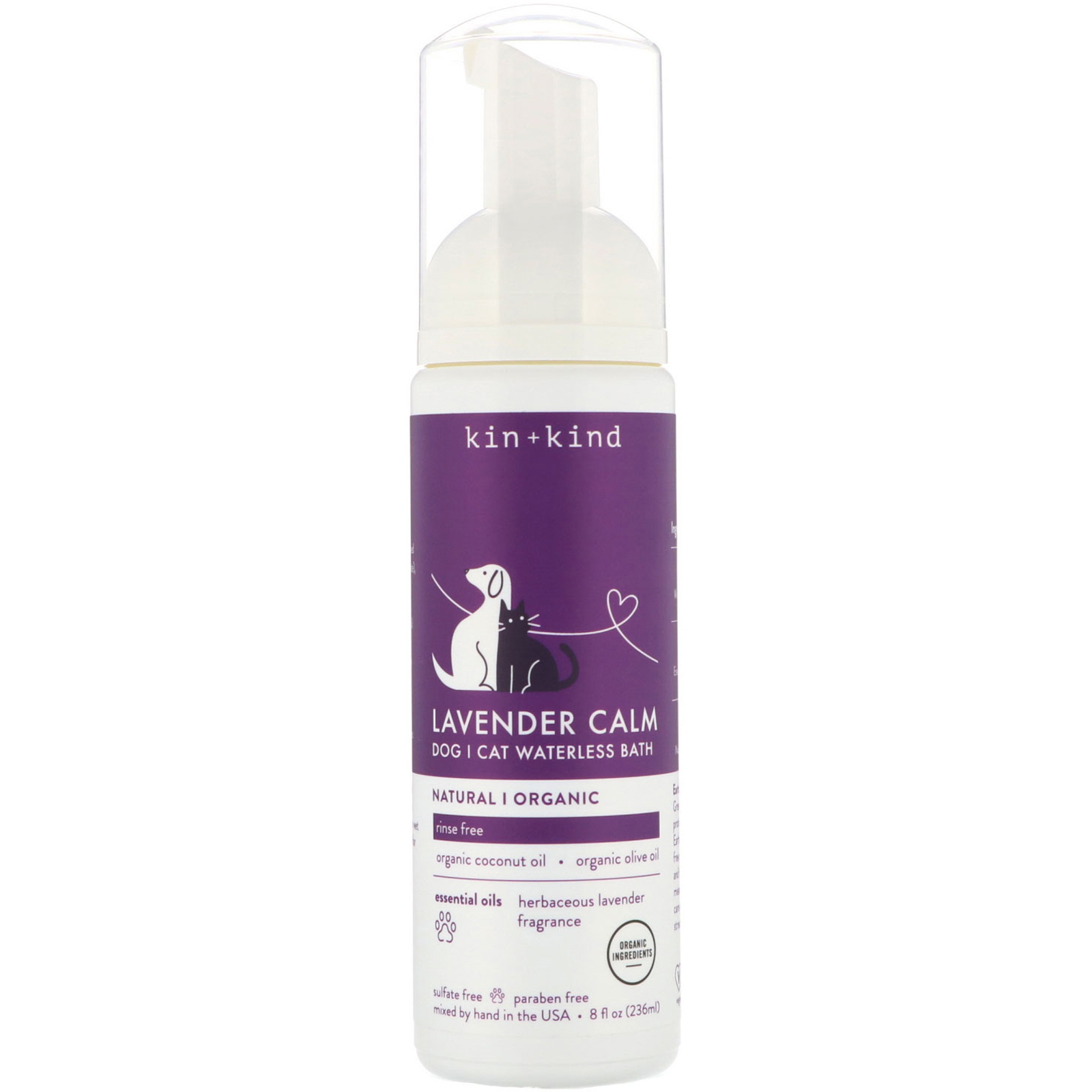 Comprar Kin+Kind, Lavender Calm, Dog and Cat Waterless Bath, Herbaceous Lavender, 8 fl oz (236 ml)
