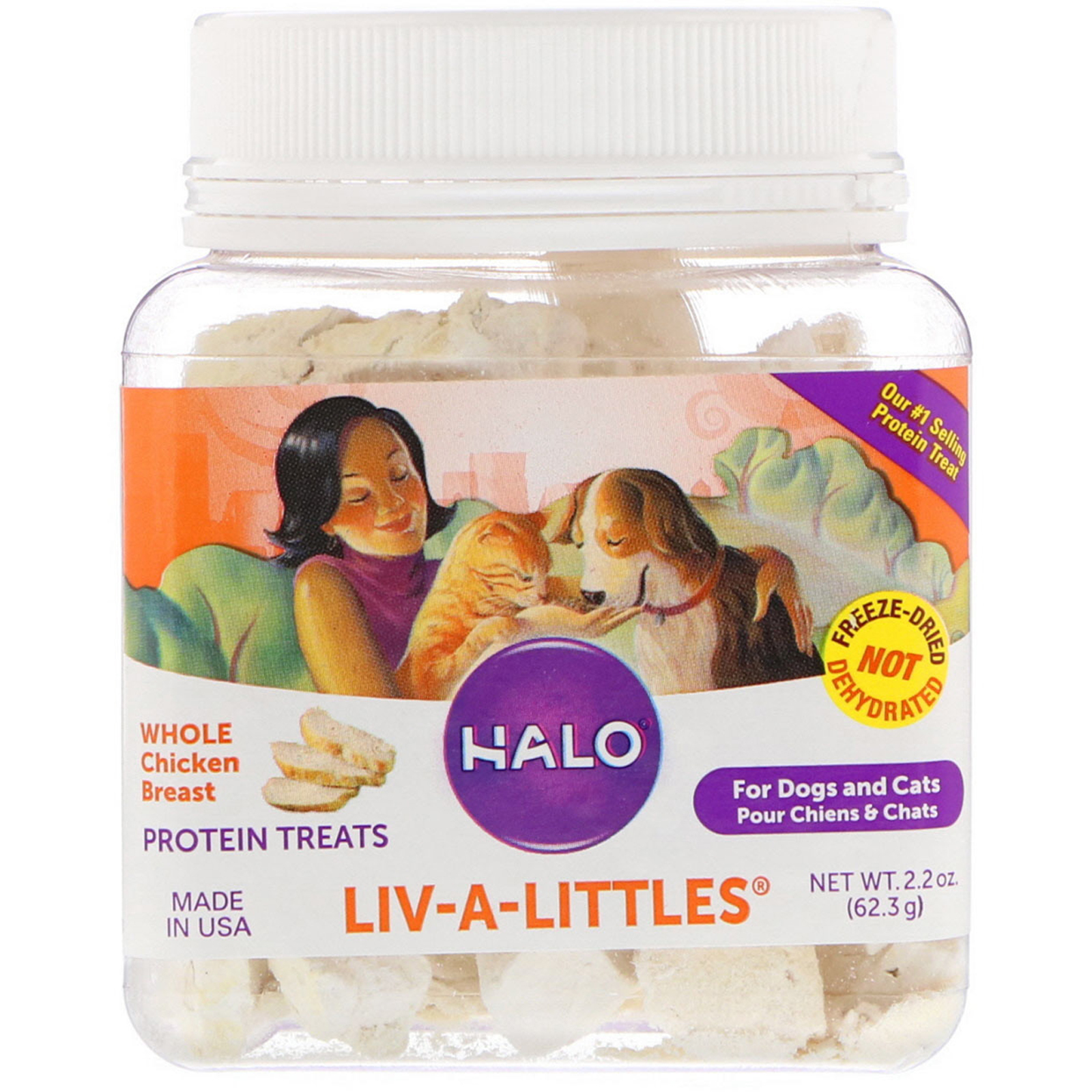 Comprar Halo, Liv-A-Littles, Petiscos Proteicos, Peito de Frango Inteiro, Para Cães e Gatos, 2,2 oz (62,3 g)
