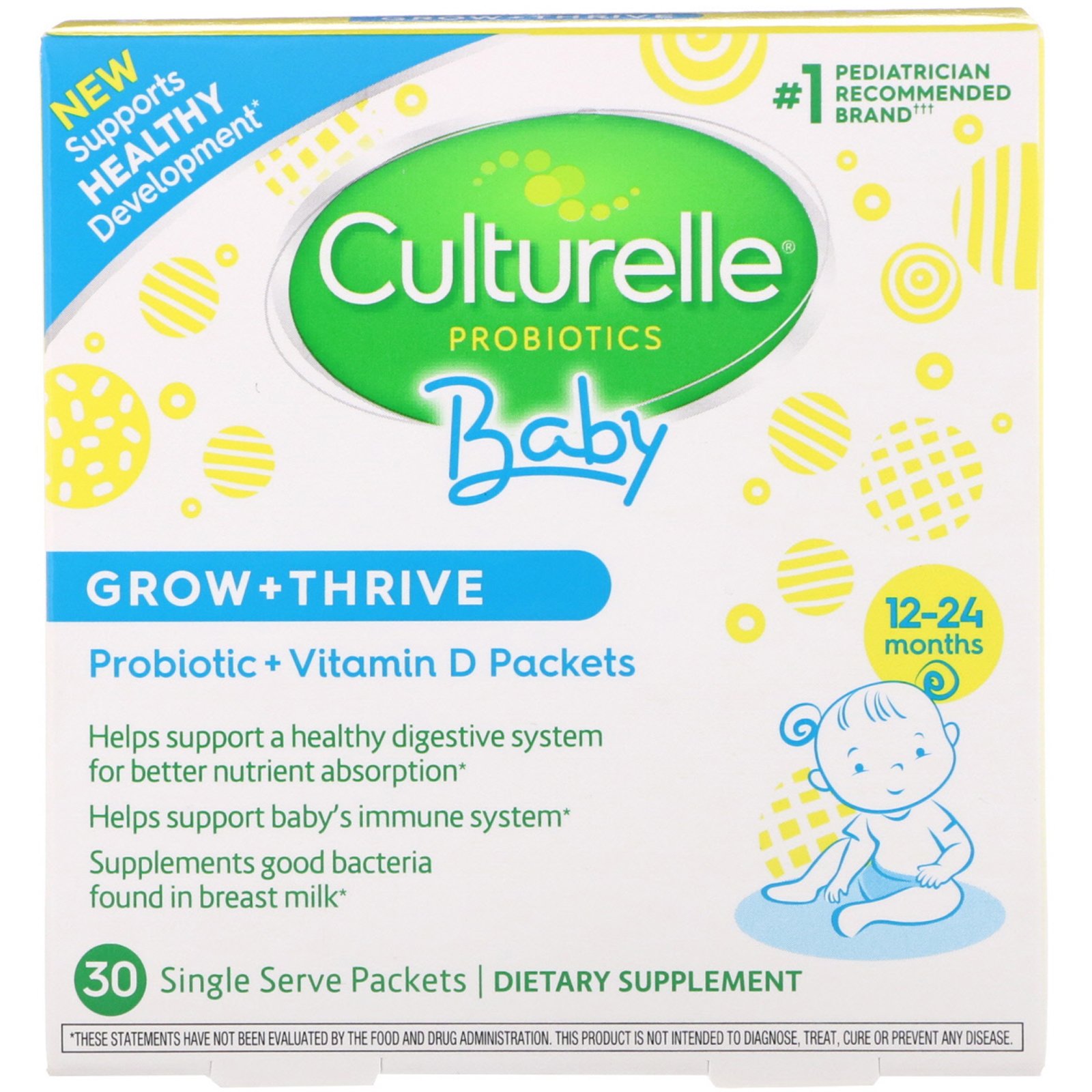 Comprar Culturelle, Probiotics, Baby, Grow + Thrive, Probiotics + Vitamin D Packets, 12-24 Months, 30 Single Serve Packets