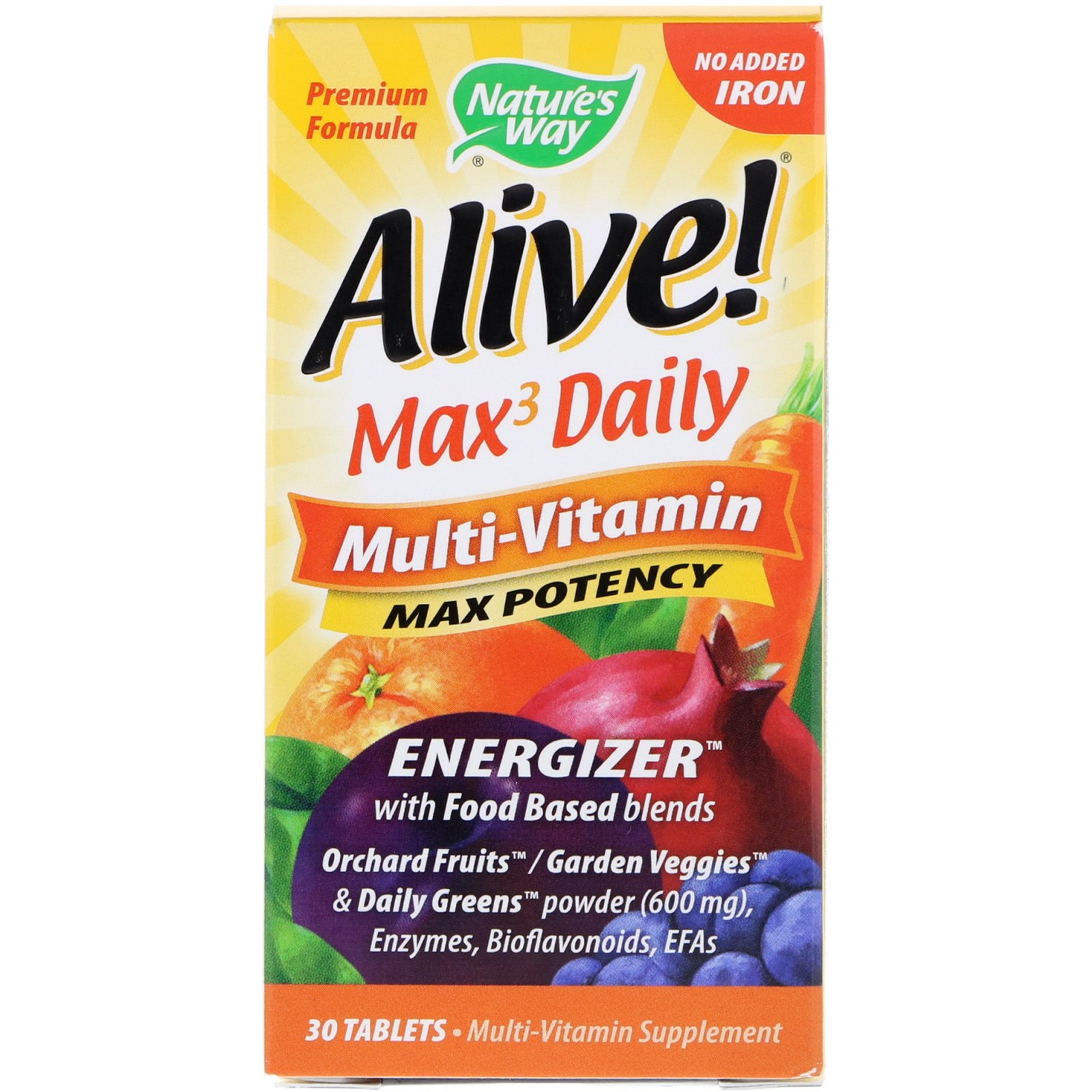 Comprar Nature's Way, Alive! Max3 Diário, Multi-Vitaminas, sem adição de ferro, 30 comprimidos