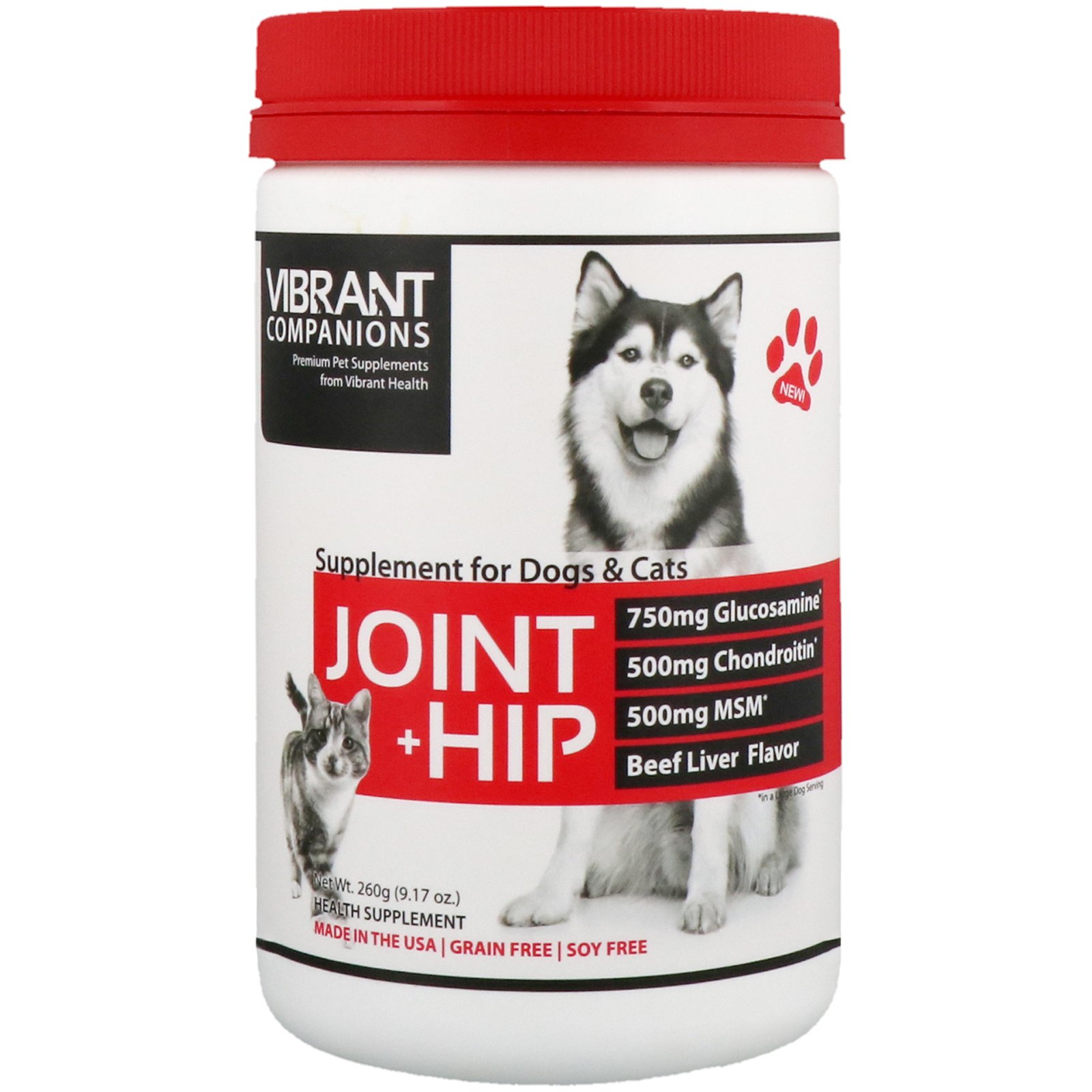 Comprar Vibrant Health, Articulações e Quadris, Suplemento para Cães e Gatos, Sabor Fígado Bovino, 260 g