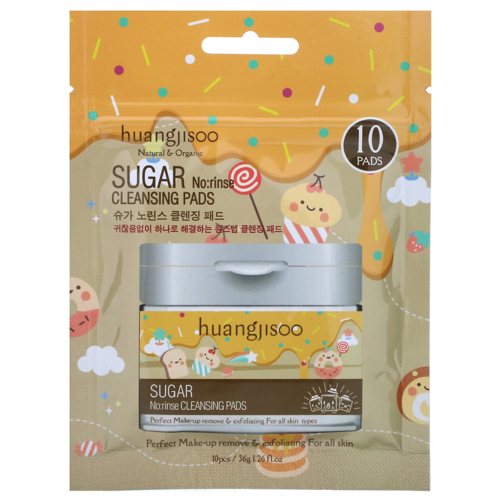 Comprar Huangjisoo, Sugar, No:rinse Cleansing Pads, 10 Pads
