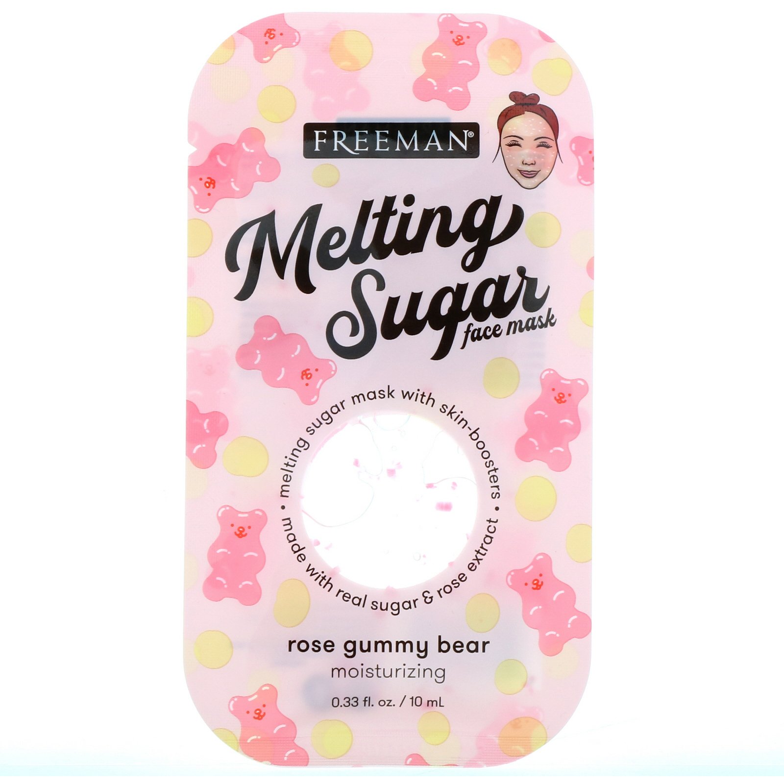Comprar Freeman Beauty, Mácara facial de açúcar derretido, hidratante, Ursinho de gel rosa, 10 ml (0,33 fl oz)
