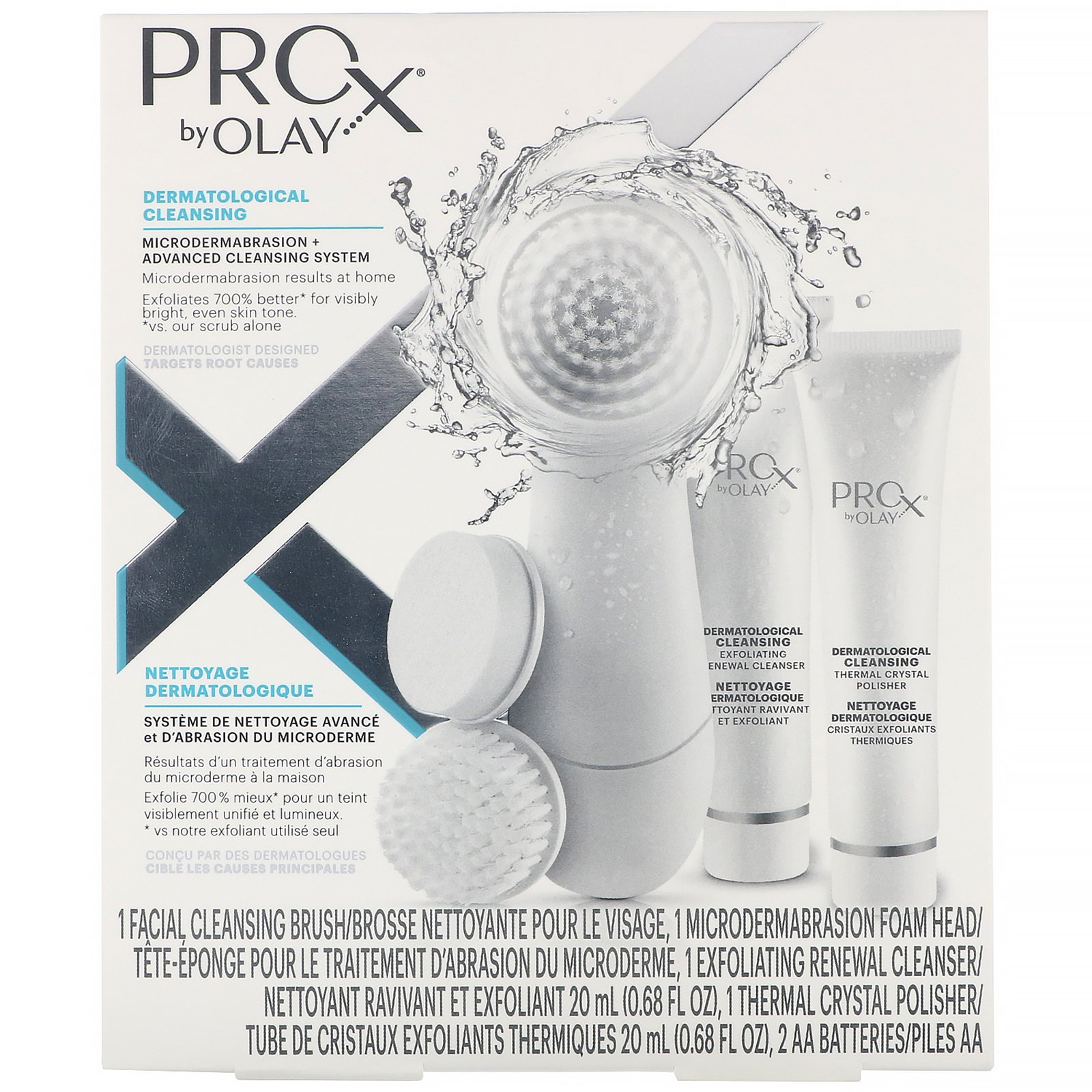 Comprar Olay, ProX, Limpeza Dermatológica, Sistema de Microdermoabrasão + Limpeza Avançada, Conjunto de 5 Unidades