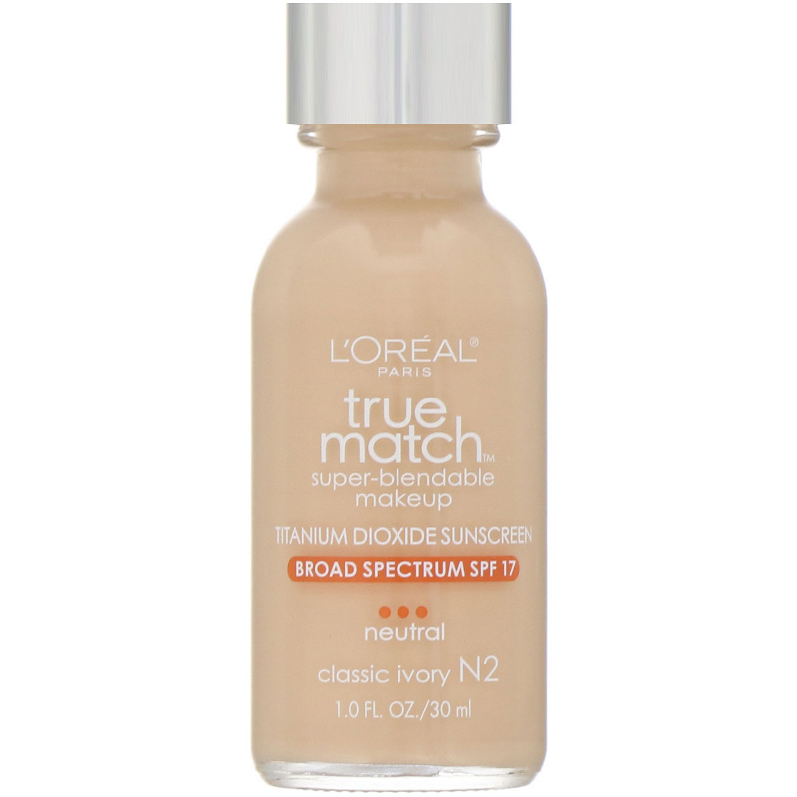 Comprar L'Oreal, True Match Super-Blendable Makeup, N2 Classic Ivory, 1 fl oz (30 ml)